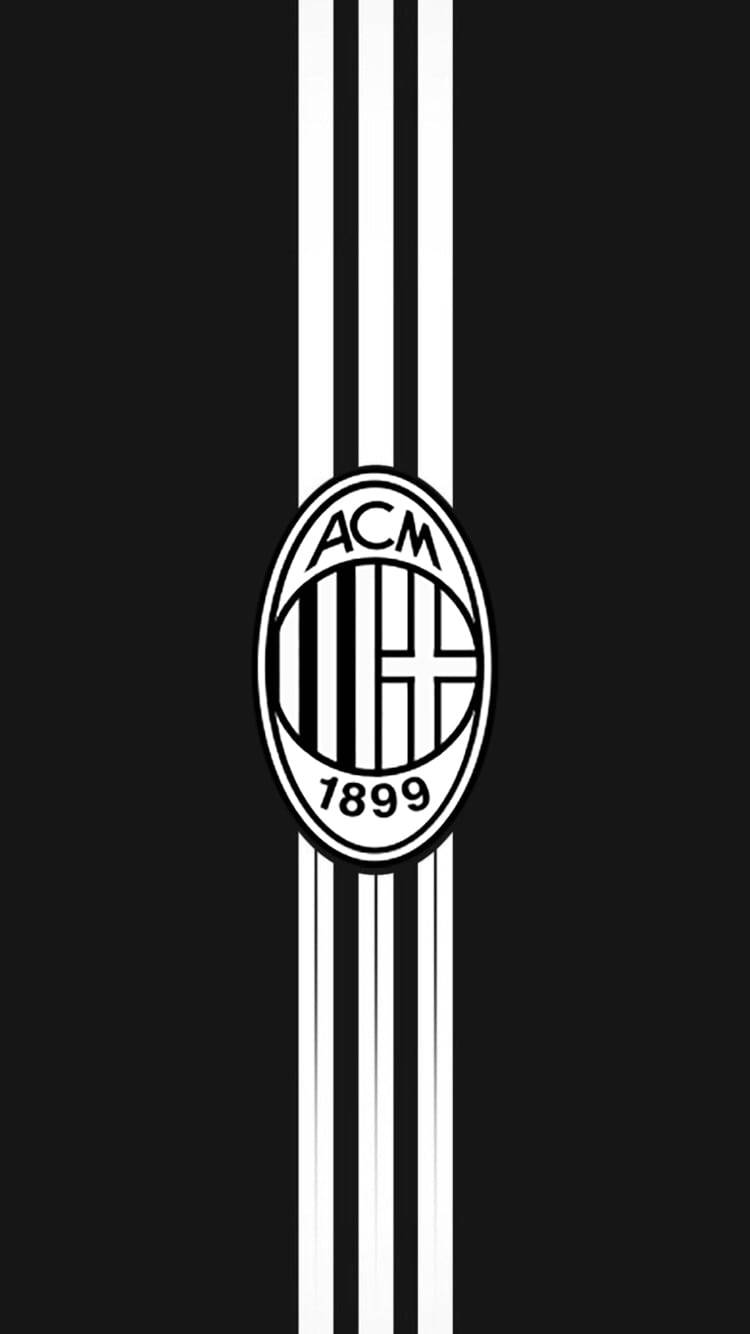 AC Milan, black and white, crest, HD Phone Wallpaper