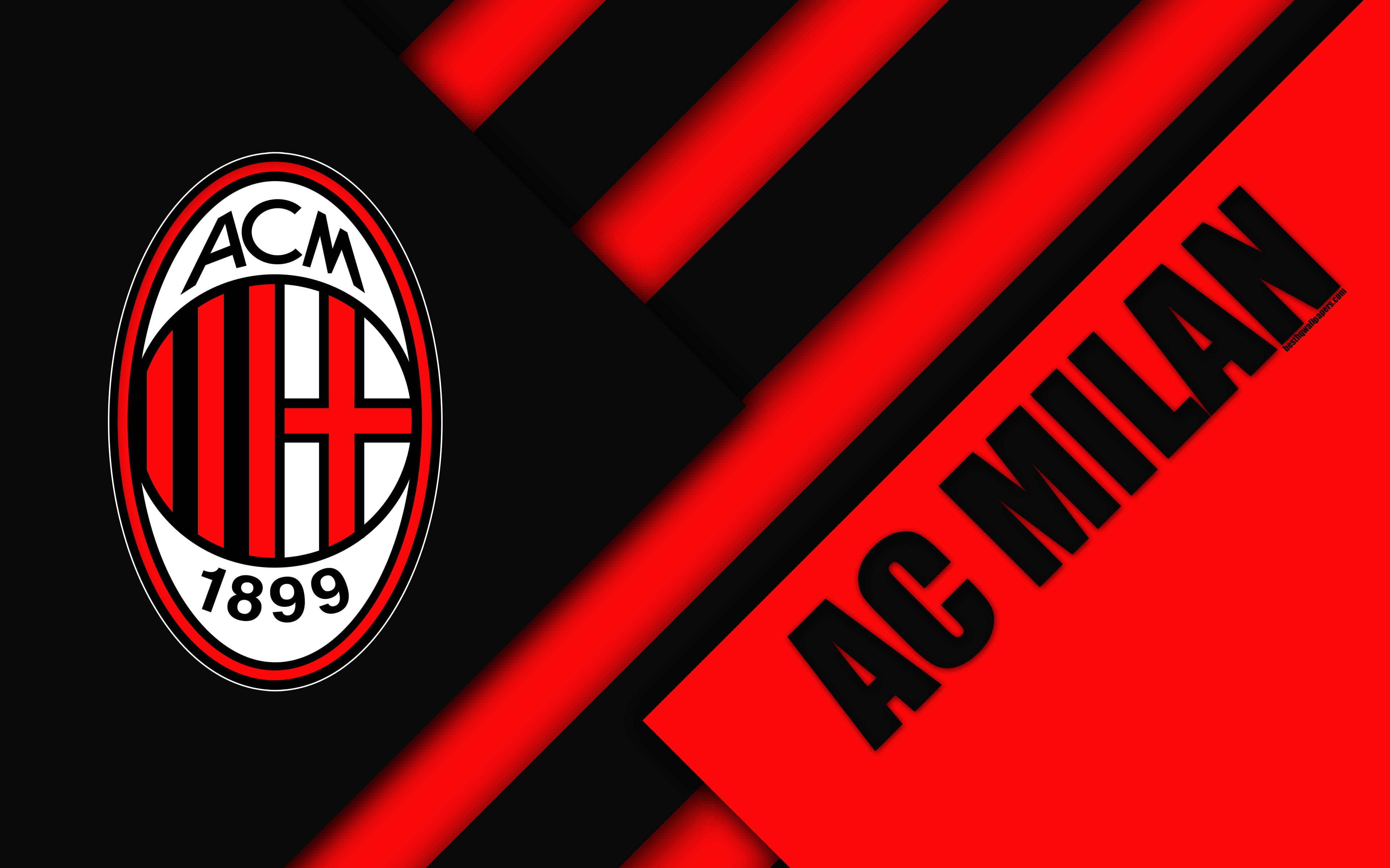 AC Milan, red, black, 4K Desktop Wallpaper