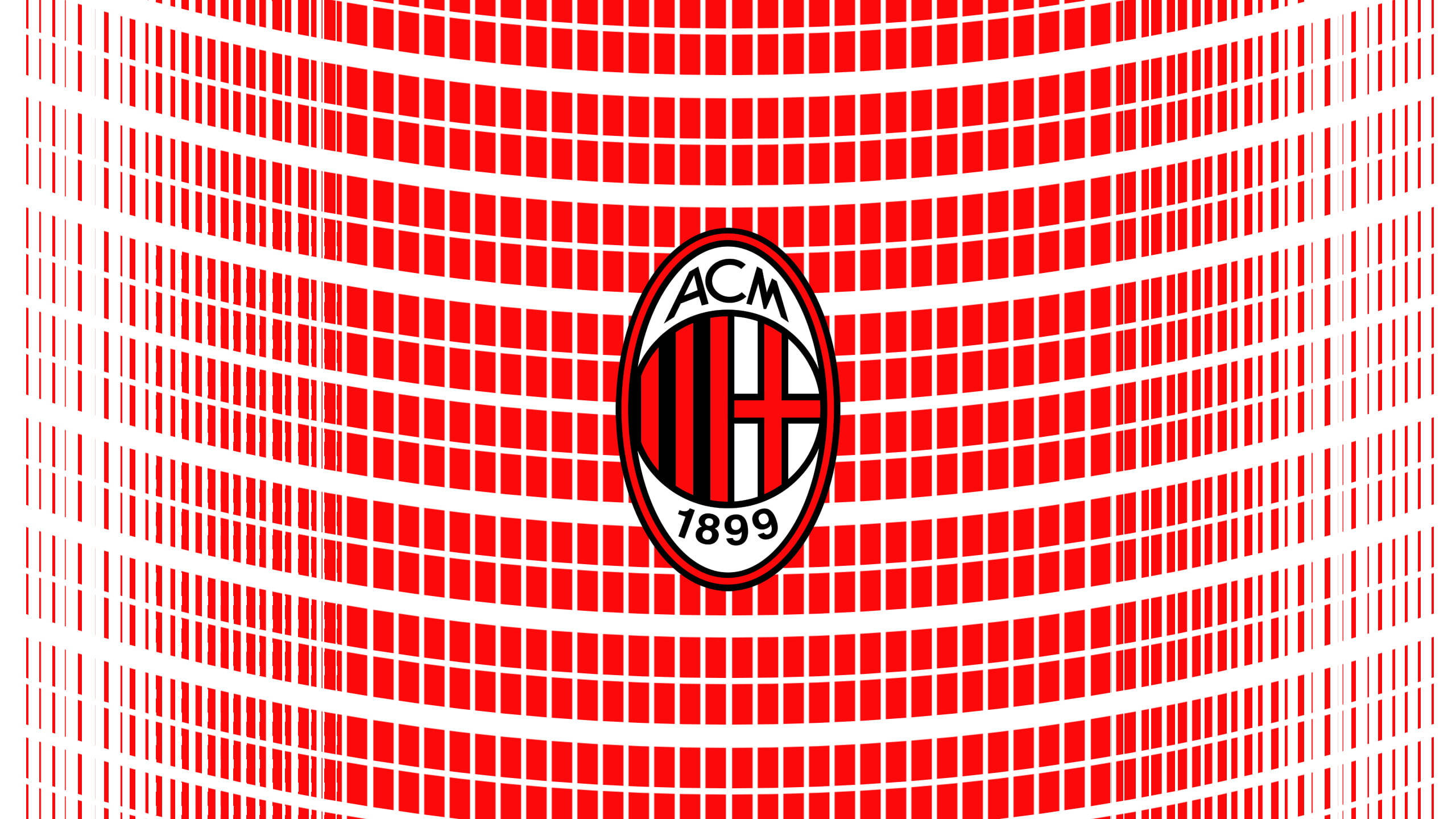 AC Milan, red and white striped background, curved geometric patterns, 2K Desktop Wallpaper