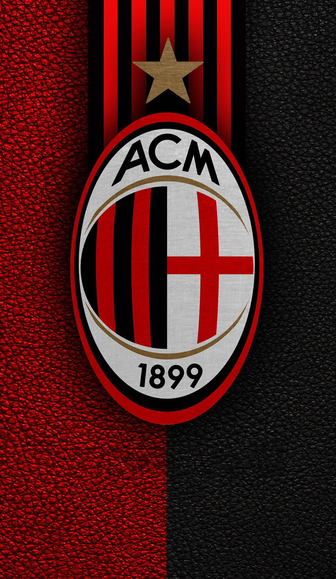 AC Milan, red black stripes, gold star, HD Phone Wallpaper