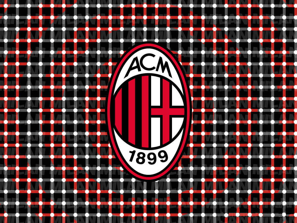 AC Milan, crest, red black and white grid pattern, SD Desktop Wallpaper