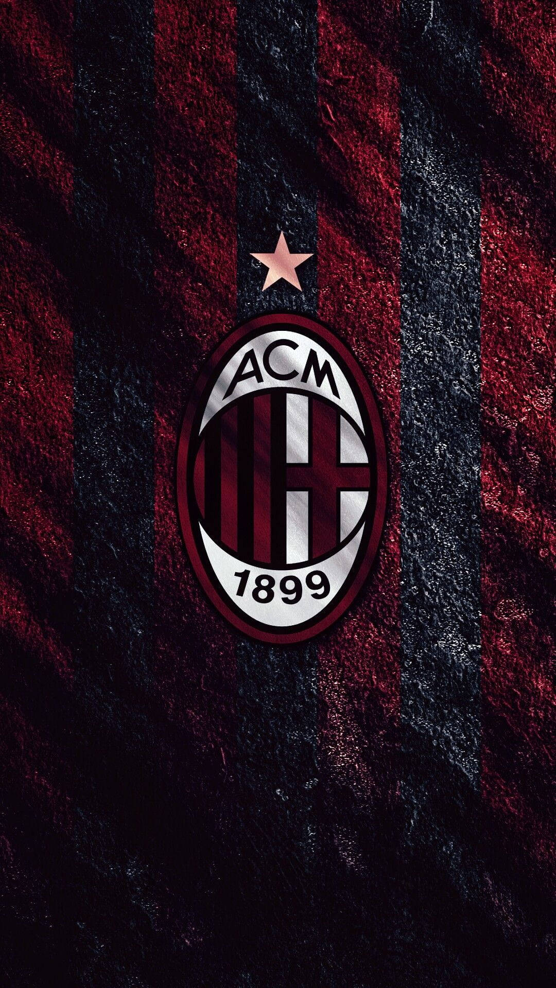 AC Milan, red and black vertical stripes, star, Full HD Phone Wallpaper