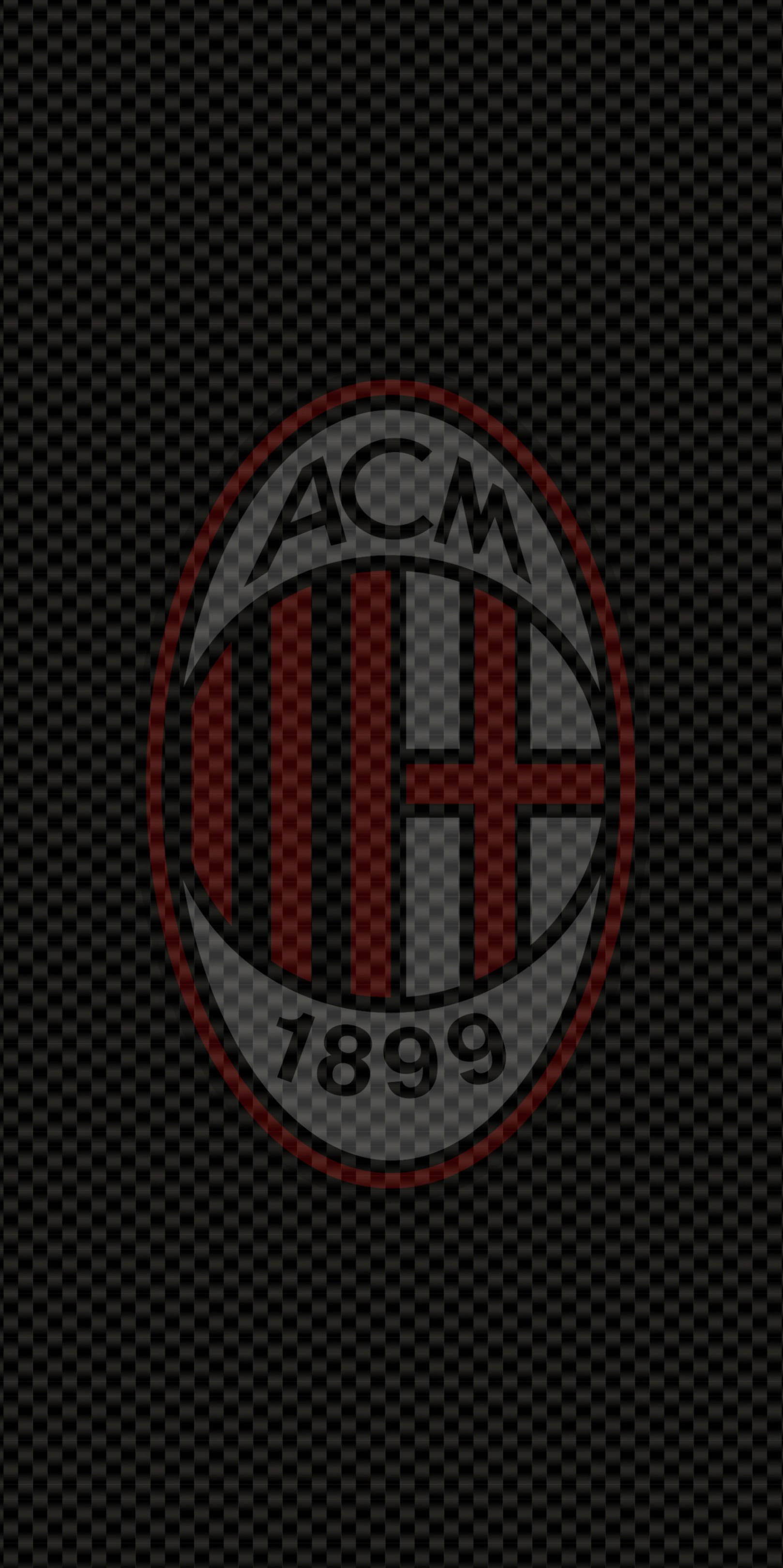 AC Milan, red and black stripes, carbon fiber texture, 2K Phone Wallpaper