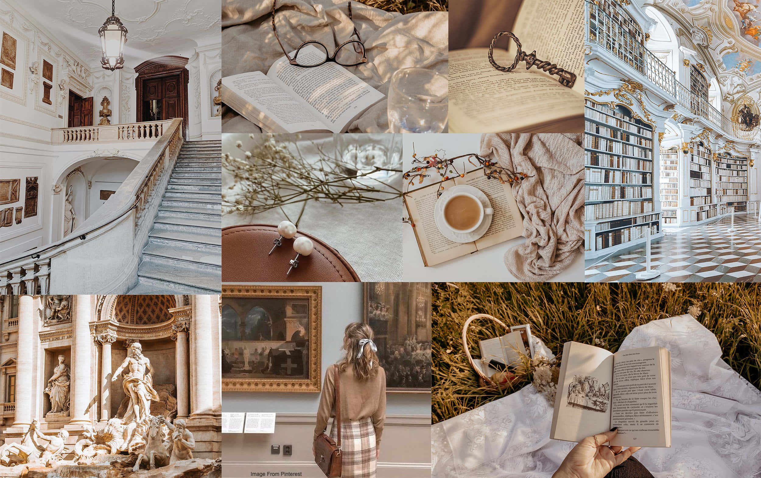 Academia Aesthetic, grand staircases, ornate libraries, Full HD Desktop Wallpaper