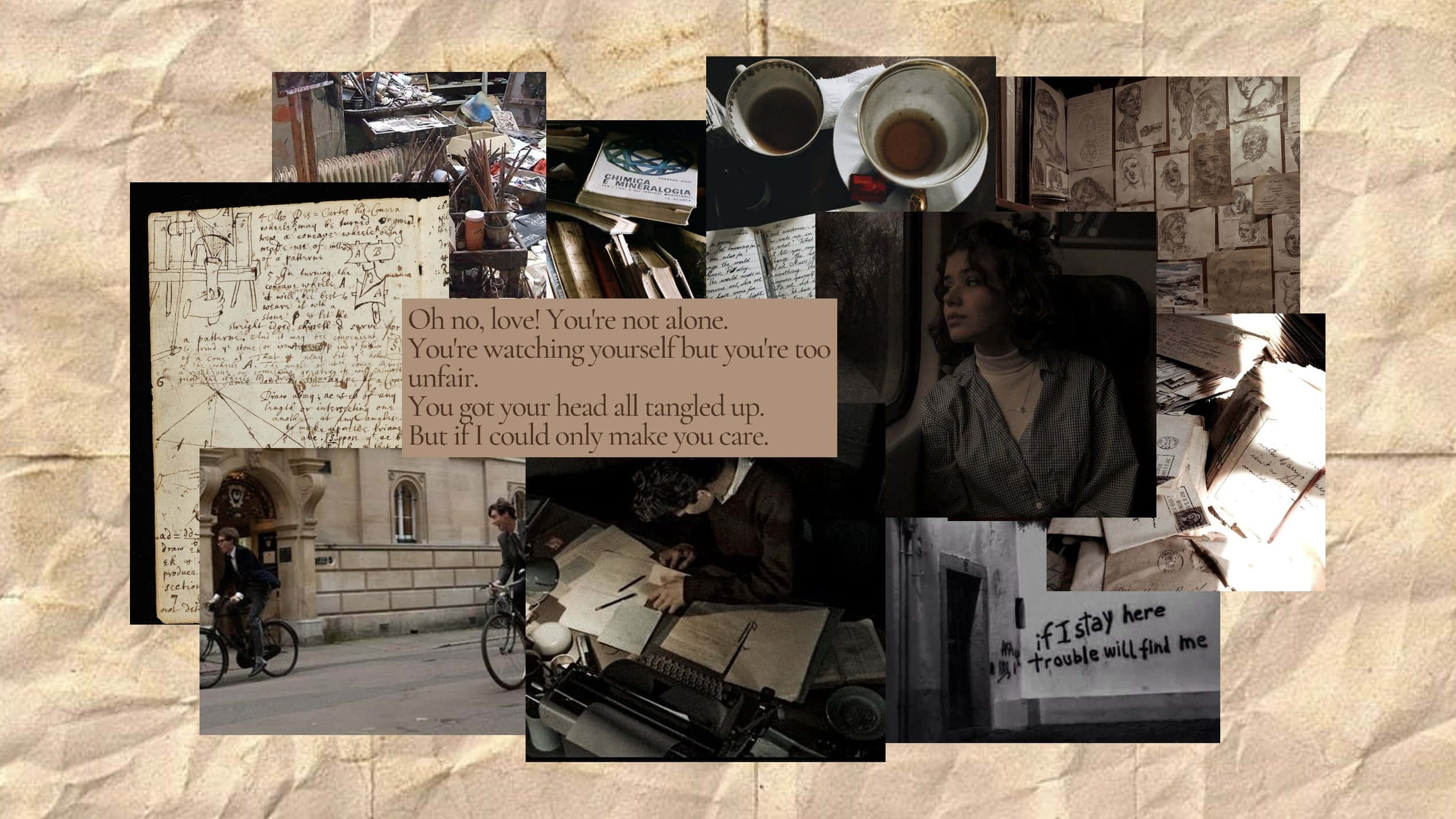 academia aesthetic, vintage photos, handwritten notes, Full HD Desktop Wallpaper