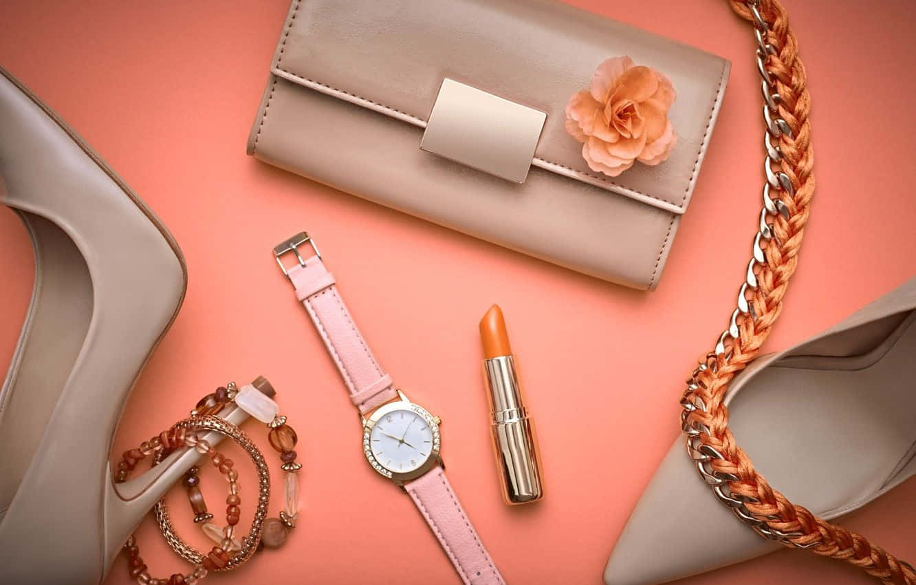 beige heels, pink watch, lipstick, HD Desktop Wallpaper