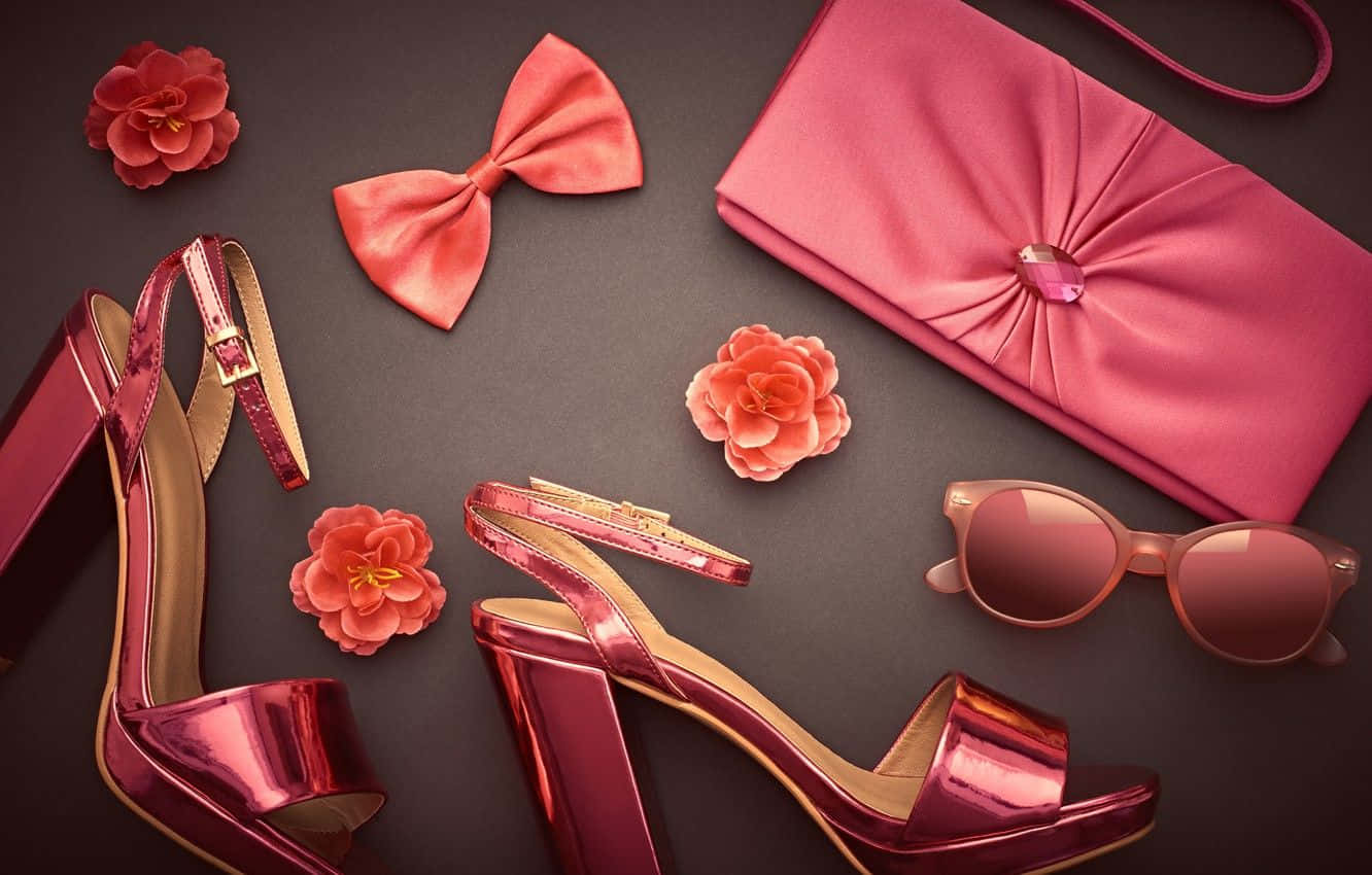 pink high heels, sunglasses, clutch, HD Desktop Wallpaper