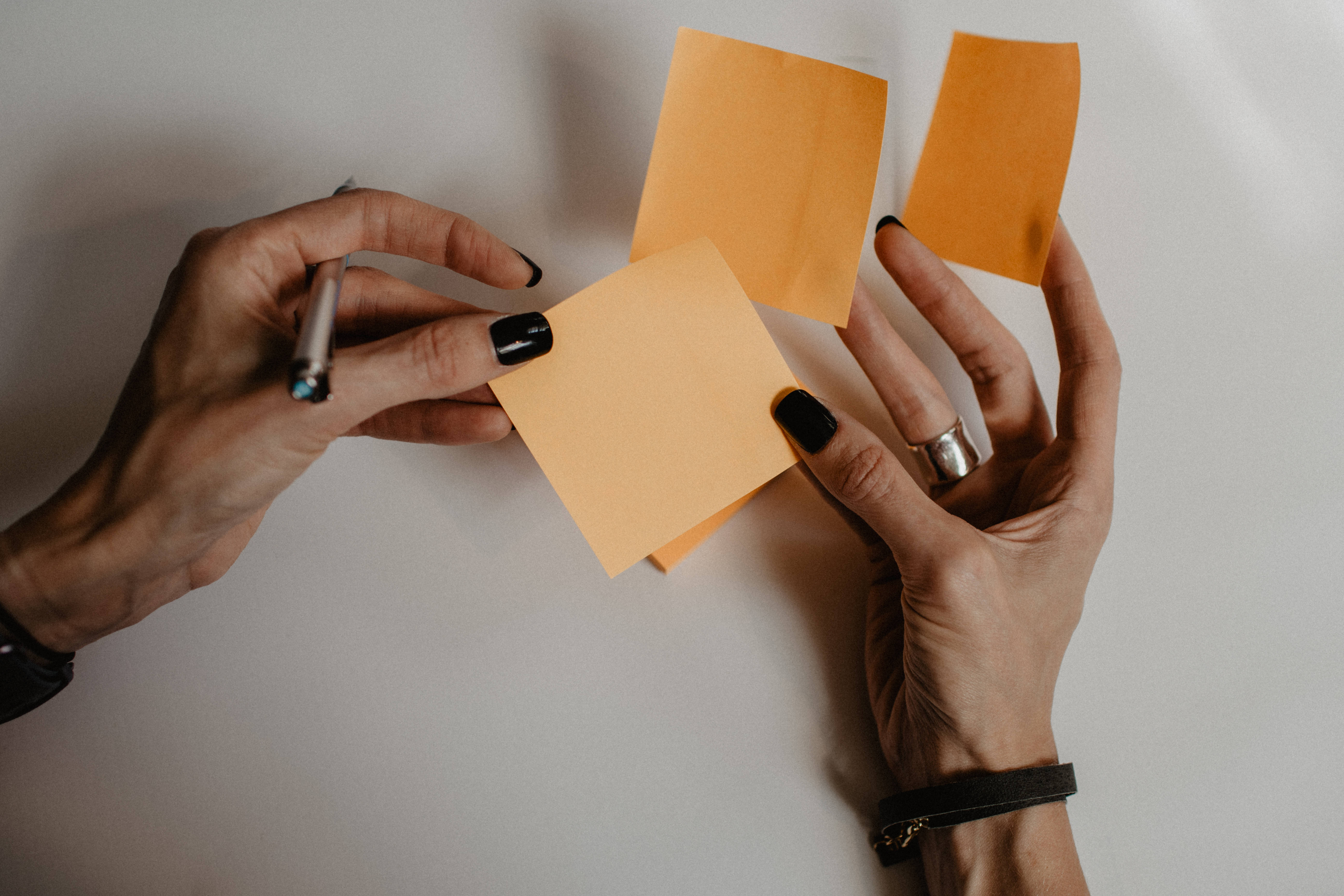Accounting, sticky notes, black nail polish, 5K Desktop Wallpaper