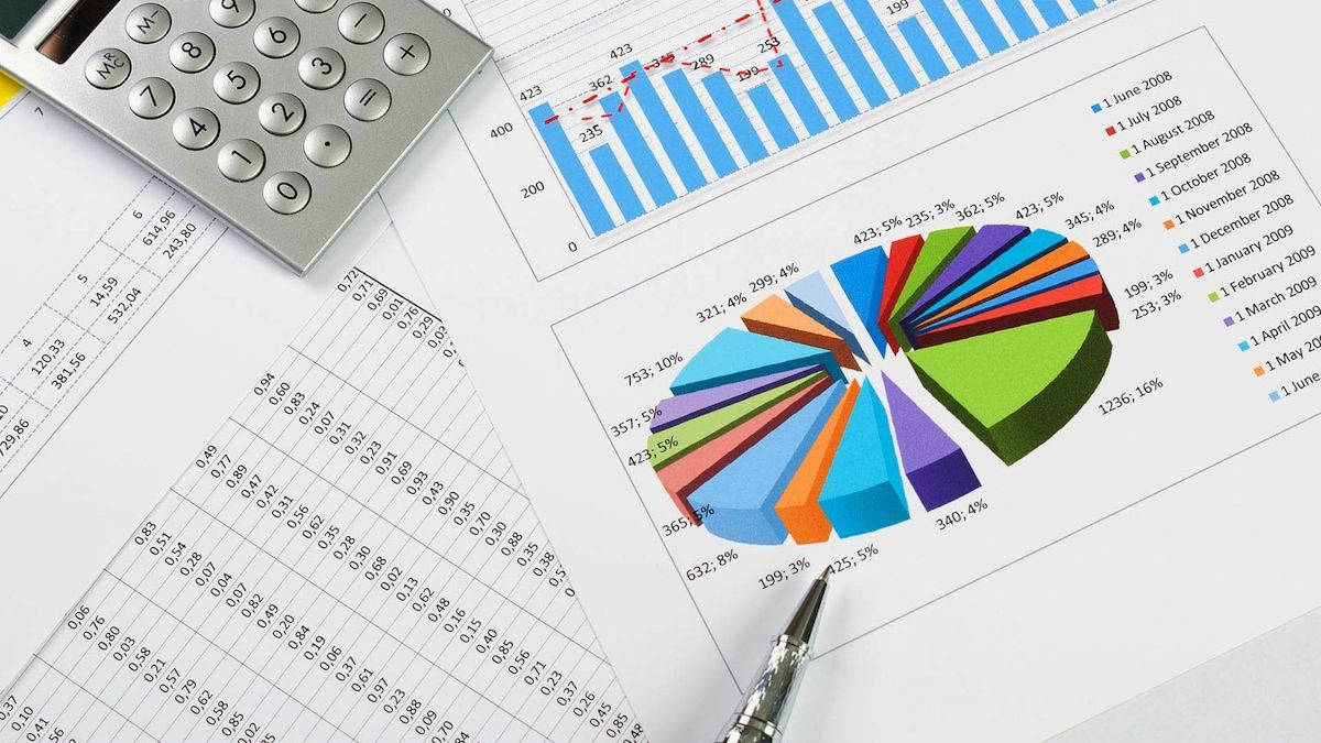 Accounting, pie chart, bar chart, SD Desktop Wallpaper
