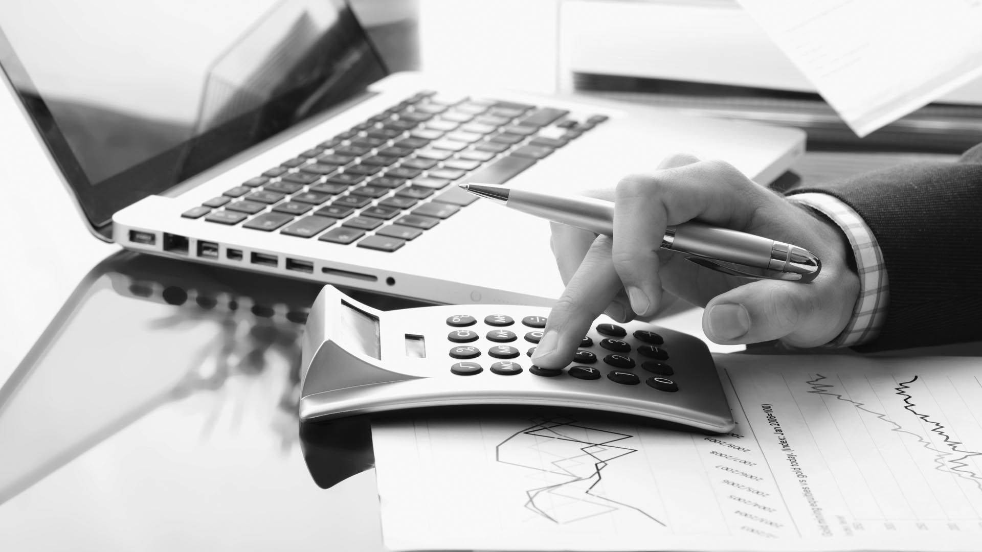 Accounting Devices, calculator, laptop, Full HD Desktop Wallpaper