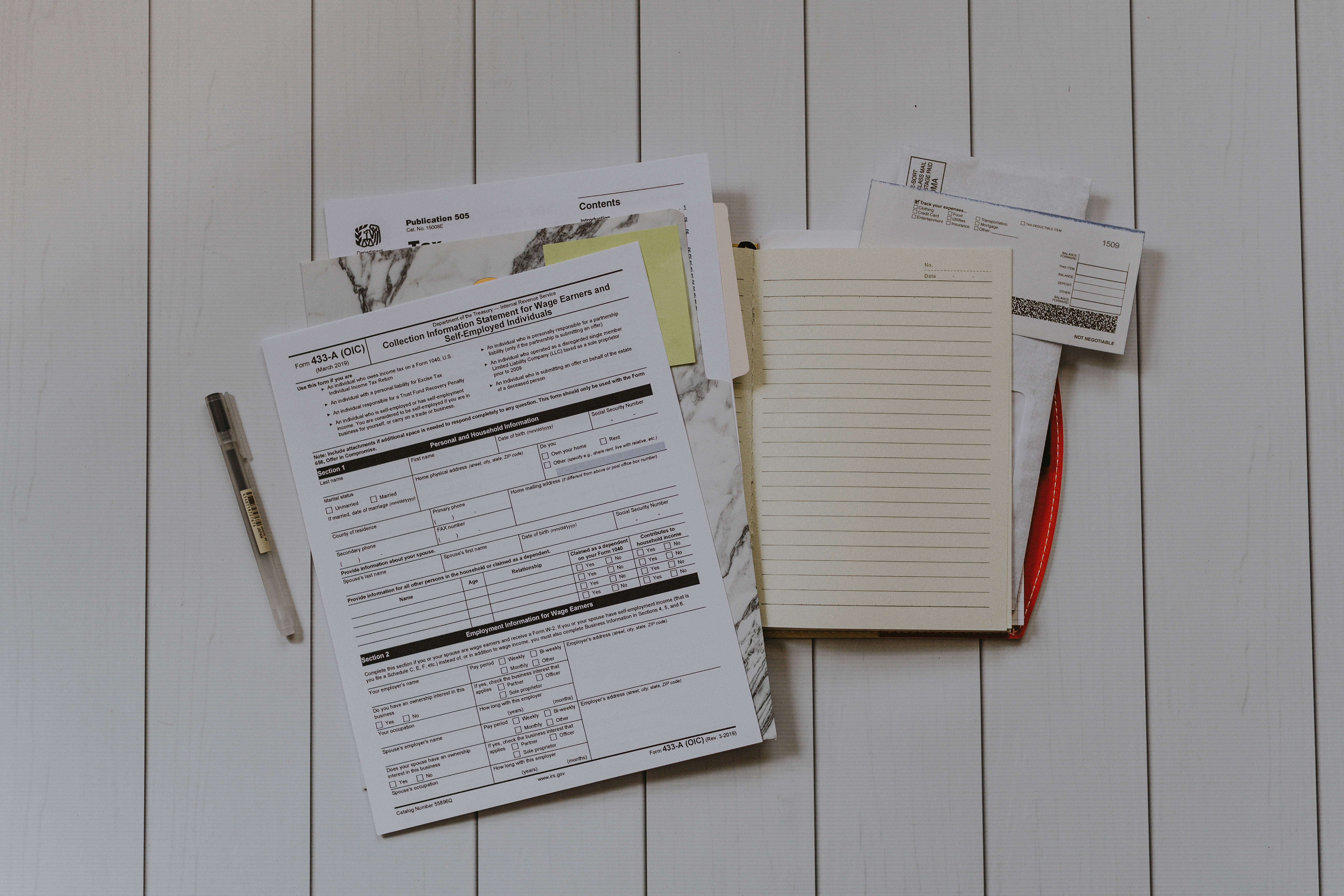 Accounting, tax forms, notebooks, 5K Desktop Wallpaper
