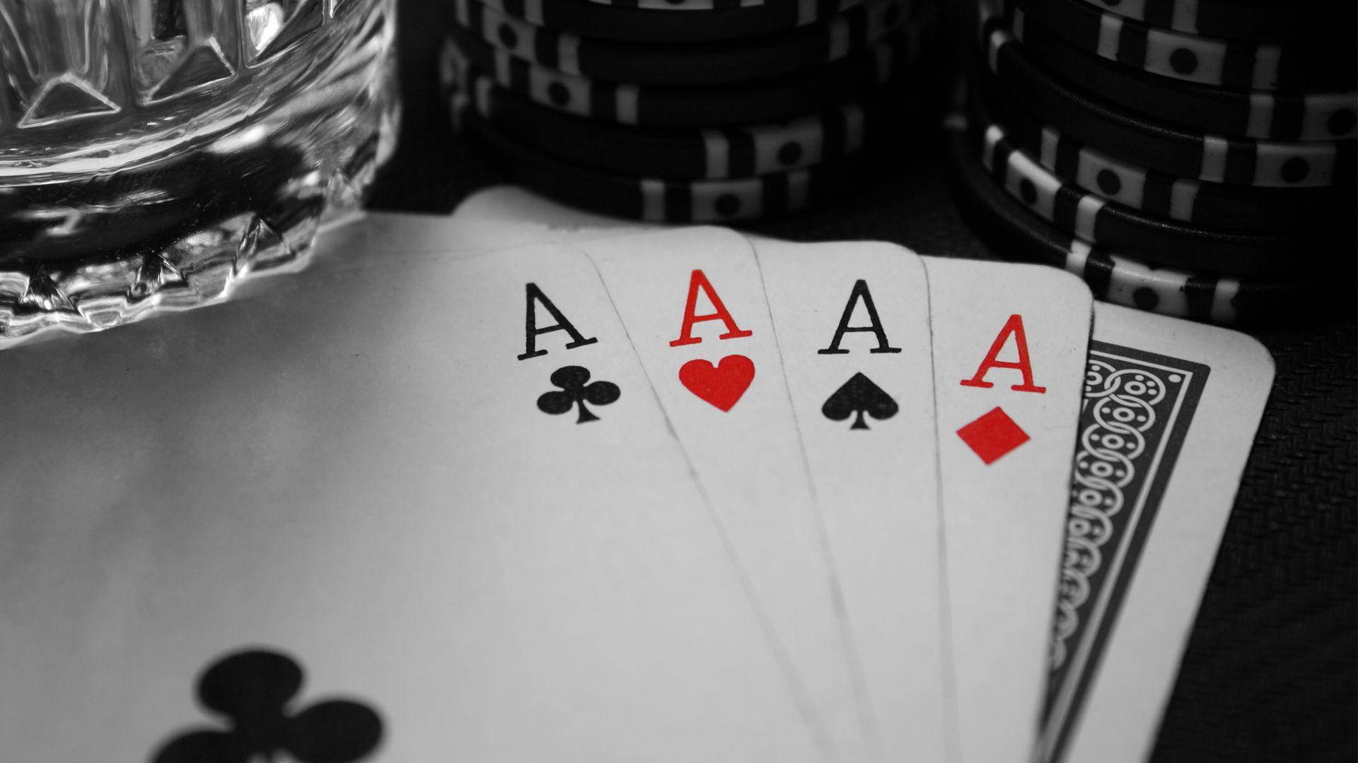 Ace Card, four aces, poker table, Full HD Desktop Wallpaper