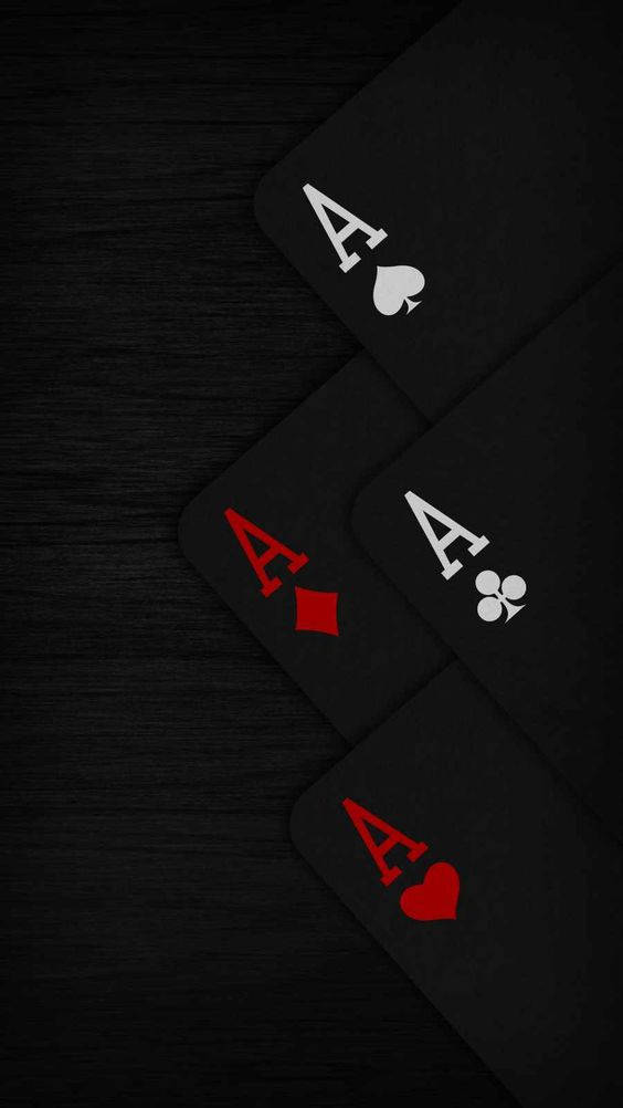 aces and kings, playing card aces, dark wooden surface, SD Phone Wallpaper