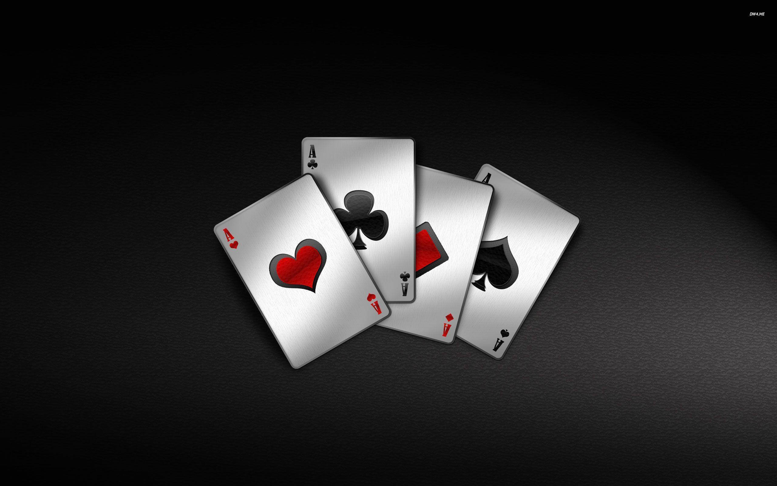 Ace Card, silver, black desktop, 2K Desktop Wallpaper