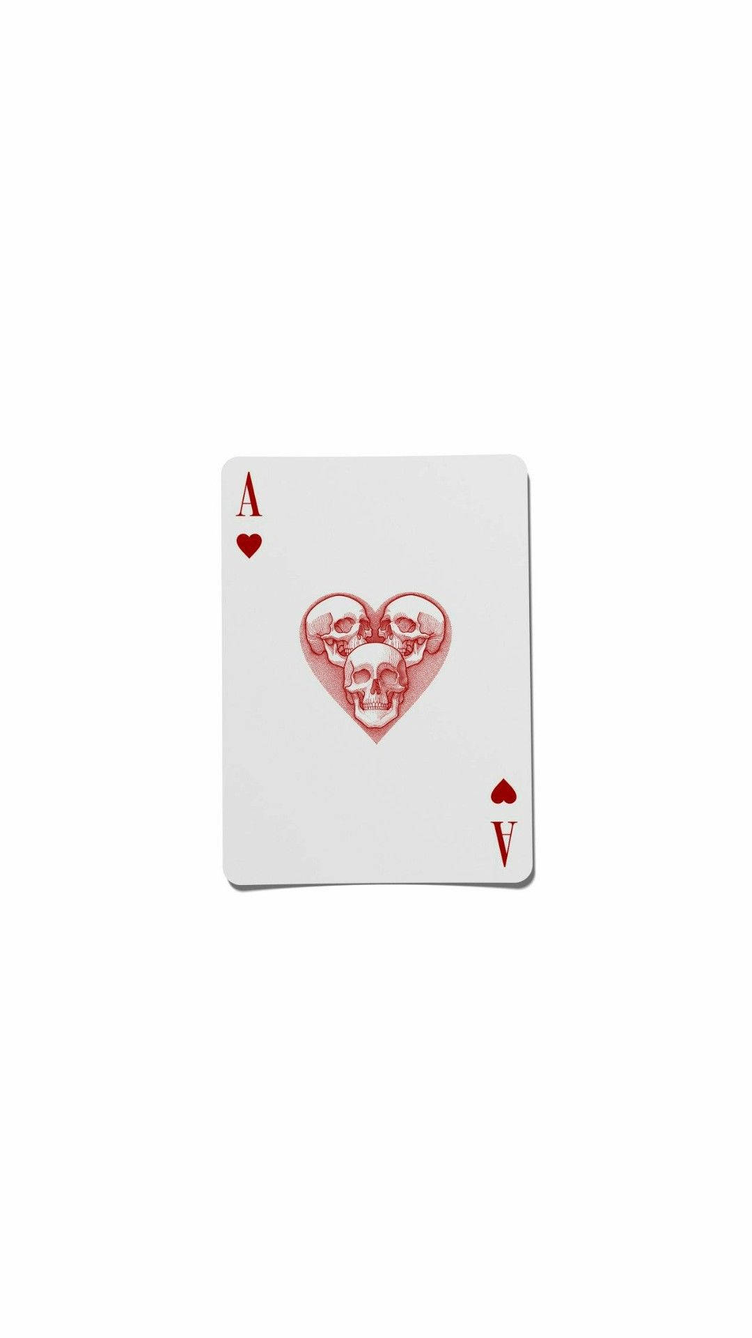 Ace of Hearts, red skull design, heart symbol, Full HD Phone Wallpaper