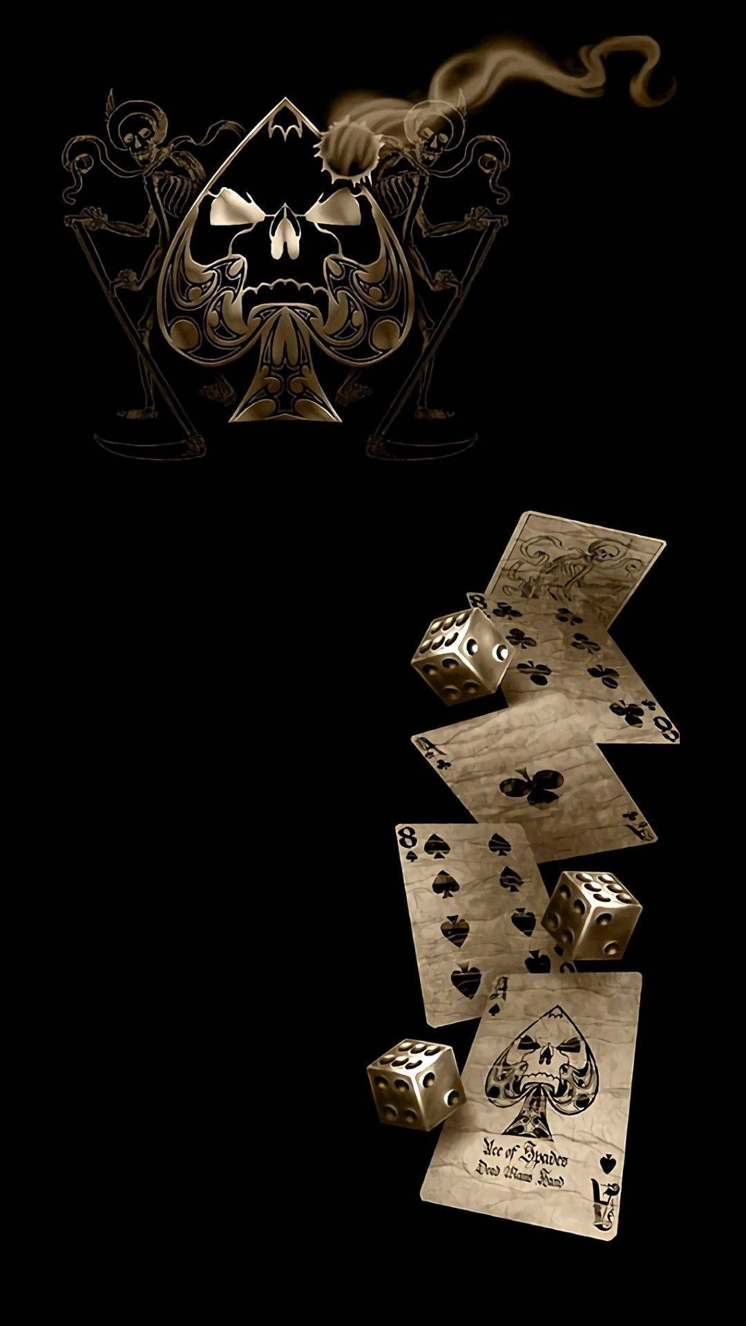 Ace Card, spade symbol, skulls, Full HD Phone Wallpaper