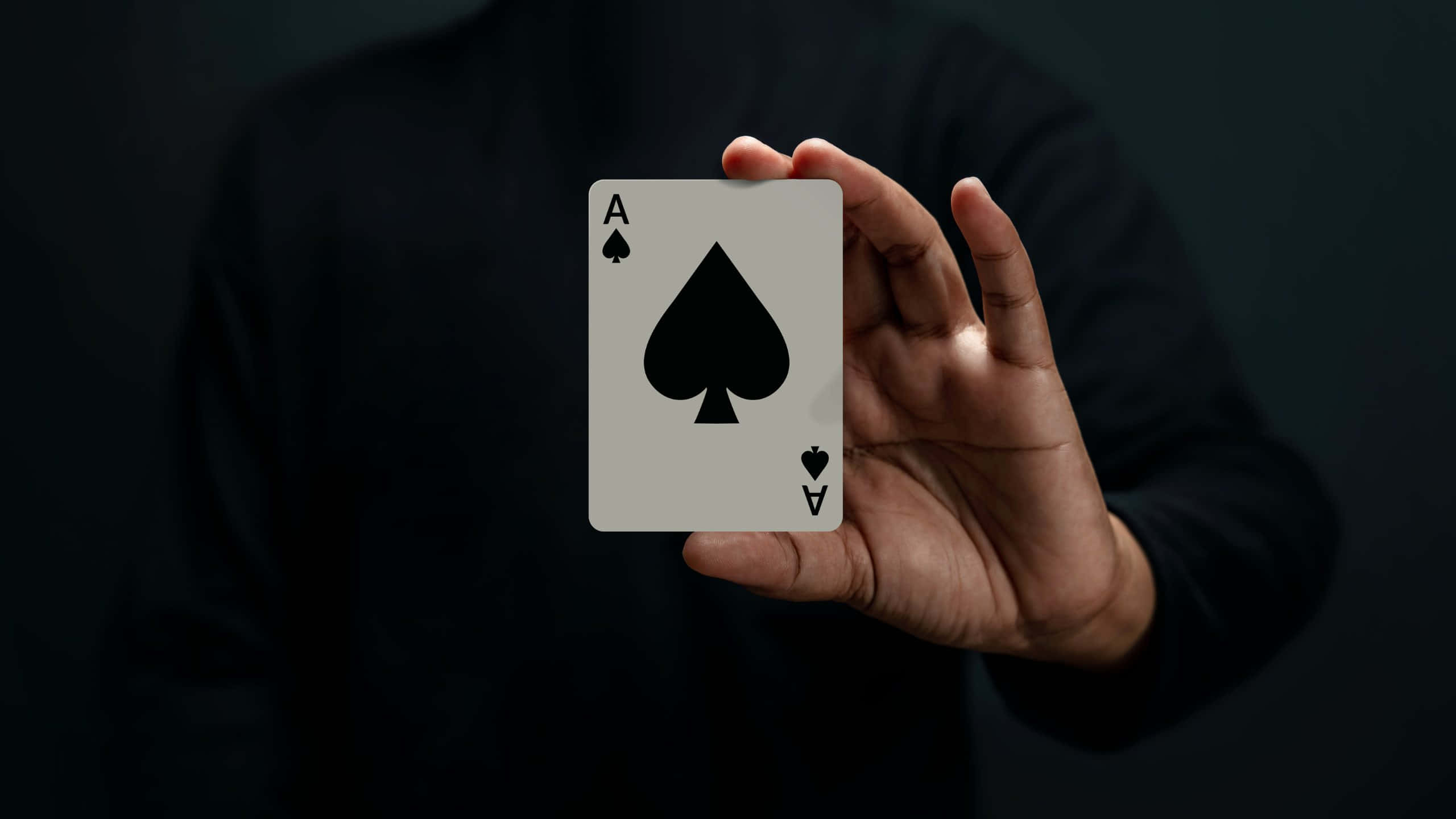 Ace of Spades, hand, playing card, 2K Desktop Wallpaper