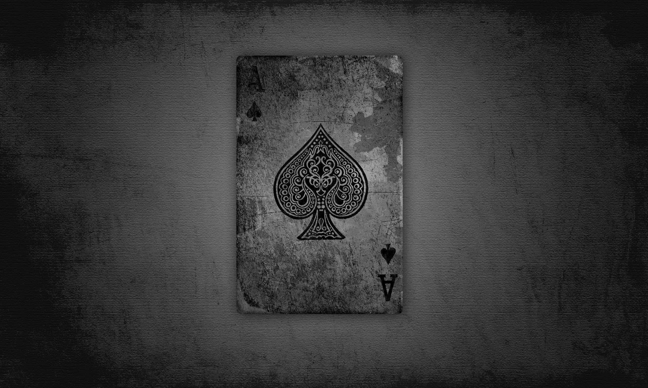 Ace of Spades, playing card, monochrome tones, 2K Desktop Wallpaper