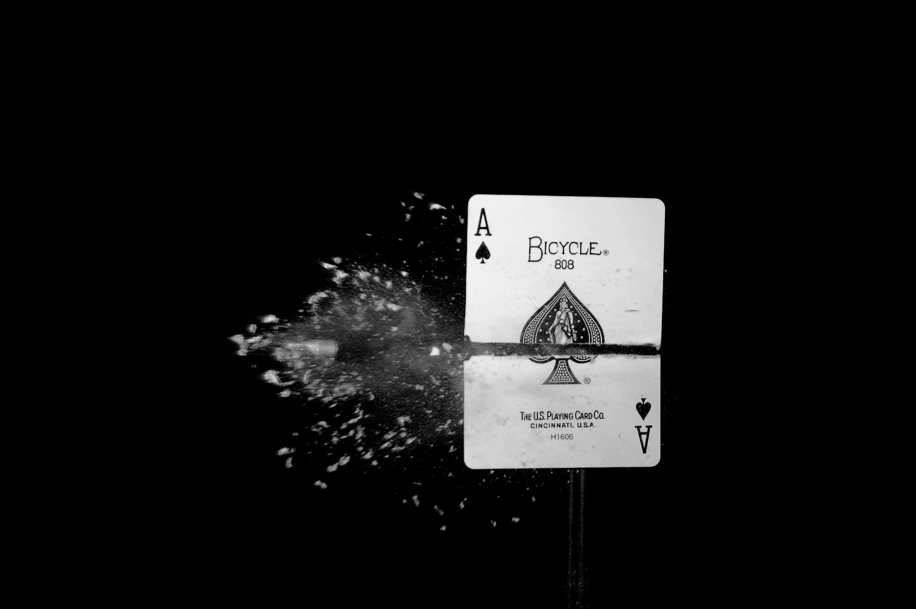 Ace of Spades, black and white, exploding, 2K Desktop Wallpaper