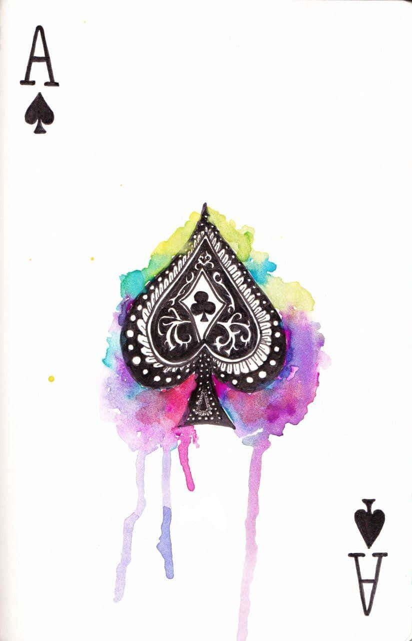 Ace of Spades, watercolor, rainbow colors, HD Phone Wallpaper