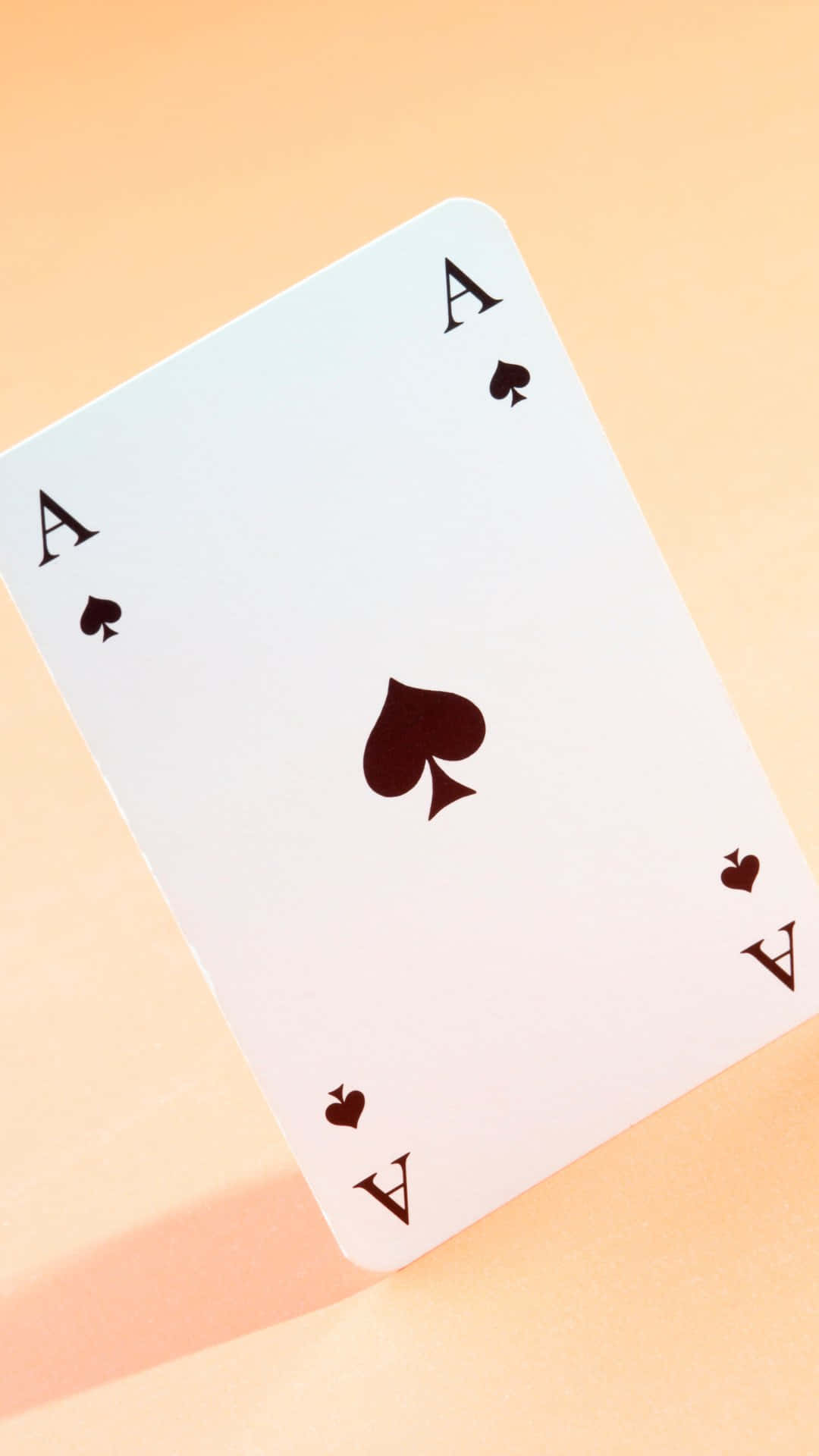 Ace of Spades, playing card, peach gradient background, Full HD Phone Wallpaper