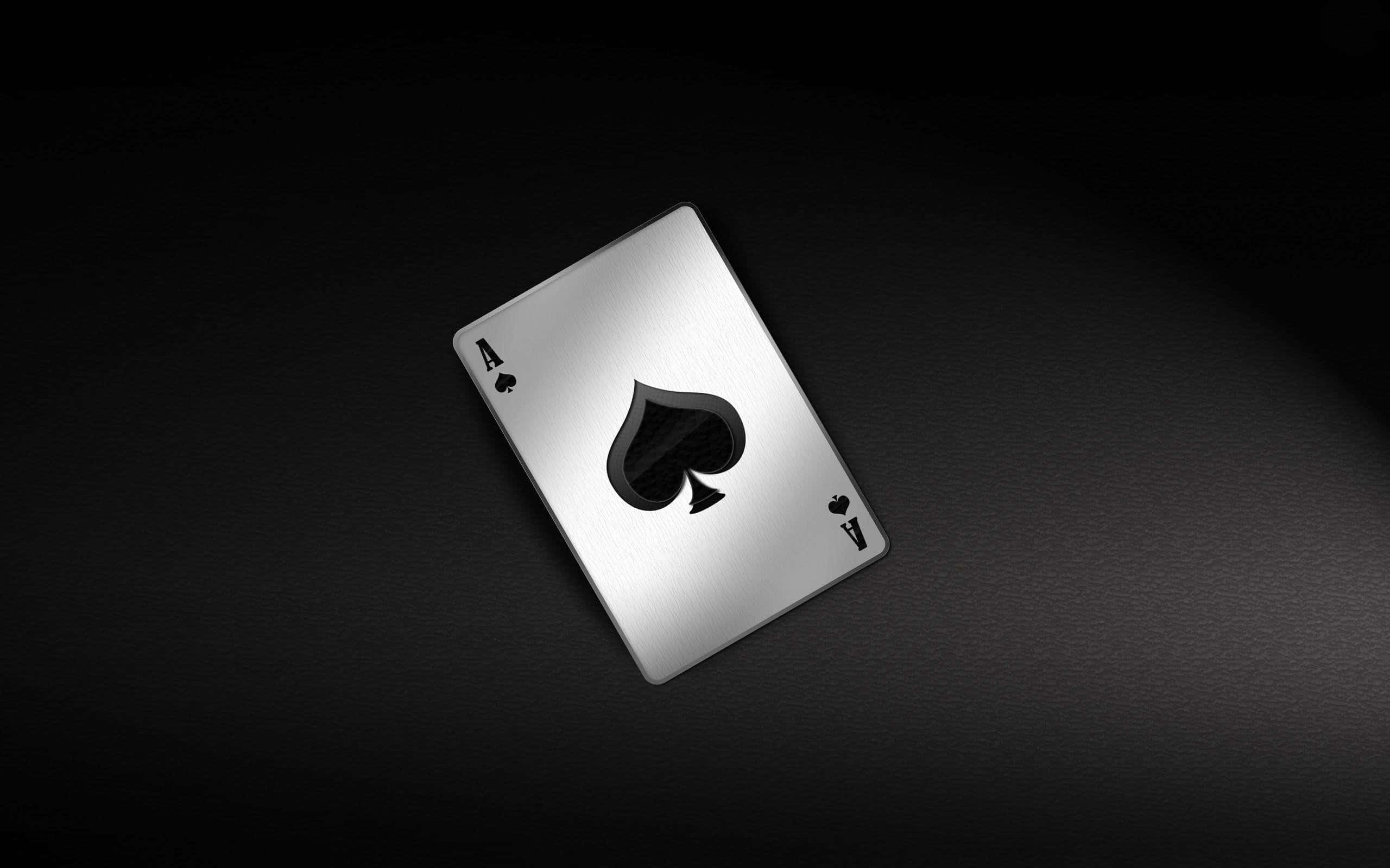 Ace of Spades, metallic, black background, 2K Desktop Wallpaper