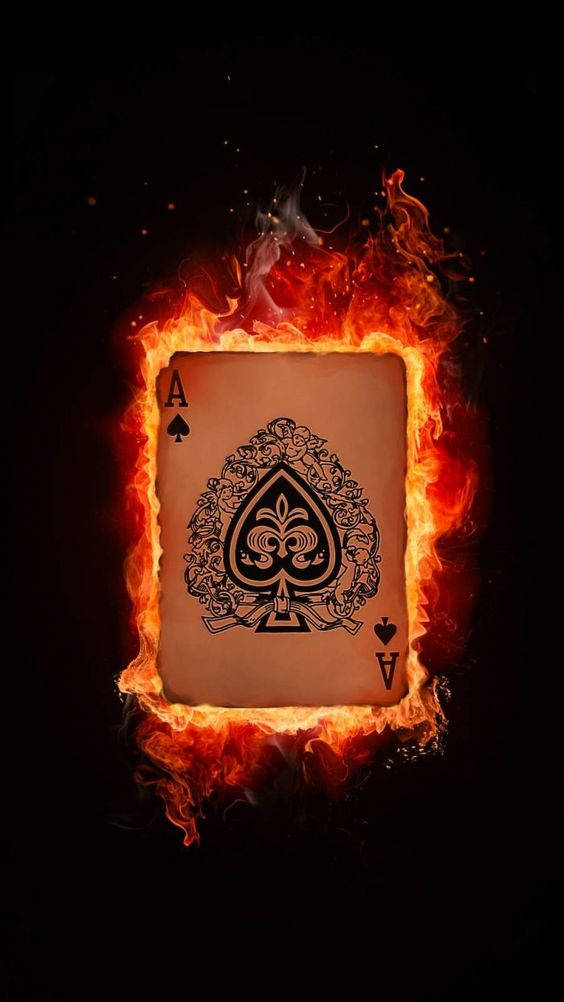 Ace of Spades, black background, glowing embers, SD Phone Wallpaper