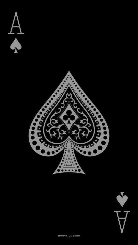 Ace of Spades, black and white, ornate silver detailing, SD Phone Wallpaper