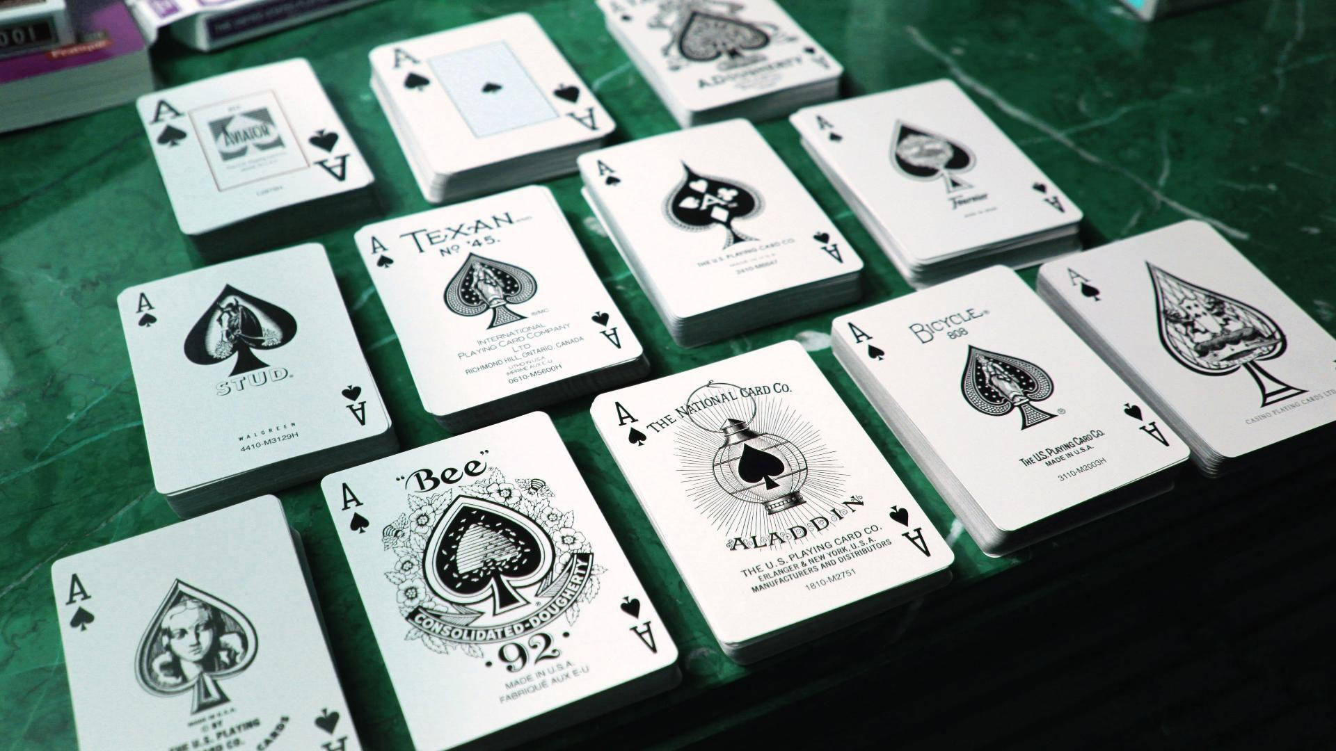 Ace of Spades, green felt surface, artistic designs, Full HD Desktop Wallpaper