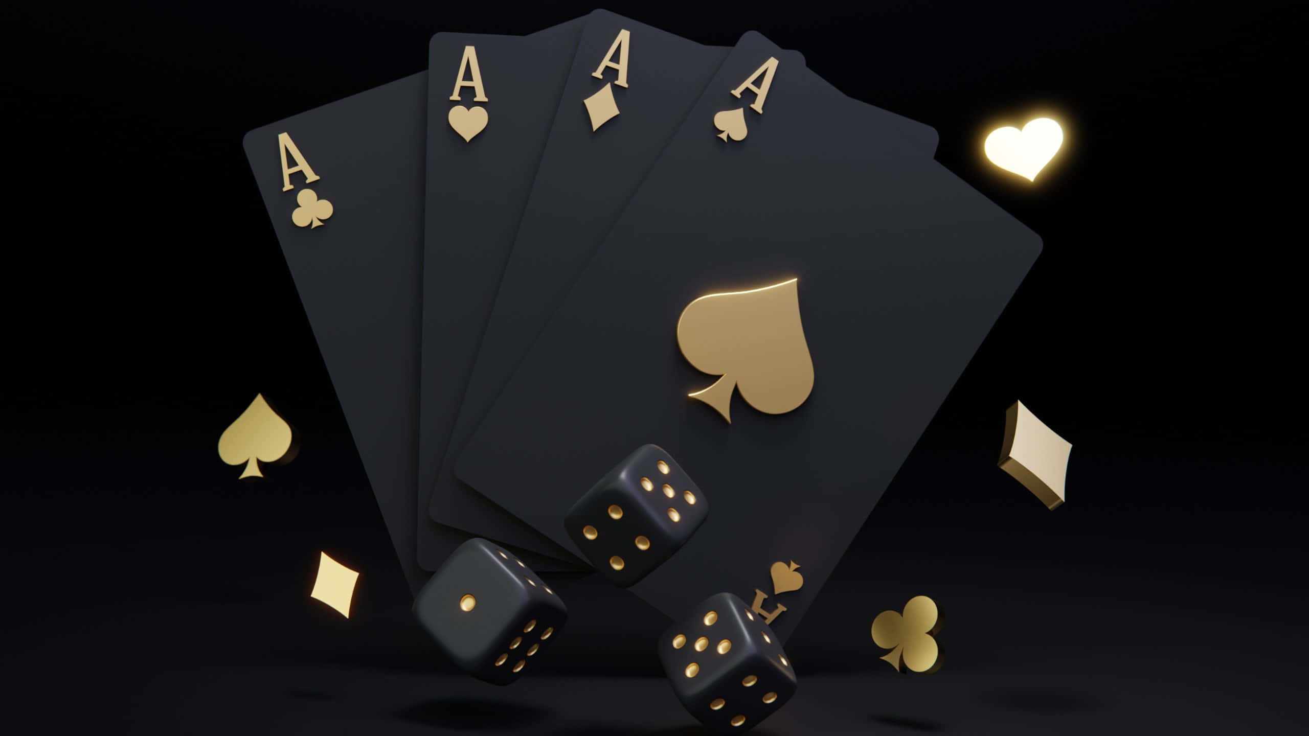 Ace Of Spades, dice, gold symbols, 2K Desktop Wallpaper