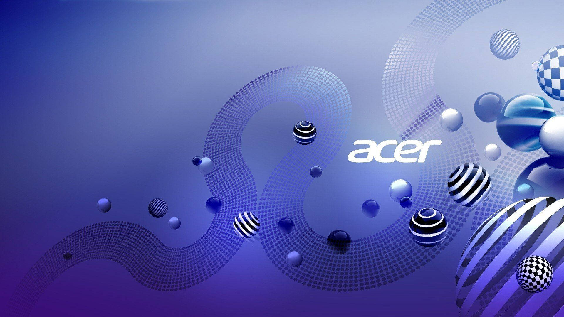 Acer, Purple Acer Logo, floating spheres, Full HD Desktop Wallpaper