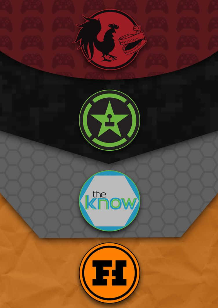 Achievement Hunter, game controller, circular logos, SD Phone Wallpaper