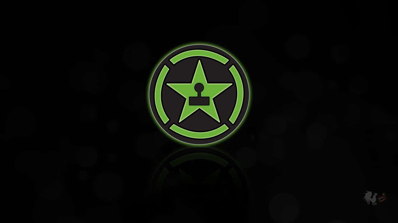 Achievement Hunter, glowing green star emblem, circular border, HD Desktop Wallpaper
