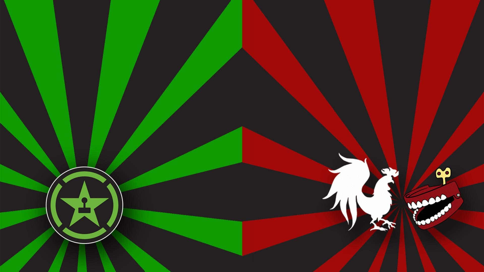 Achievement Hunter, green star emblem, white rooster, Full HD Desktop Wallpaper