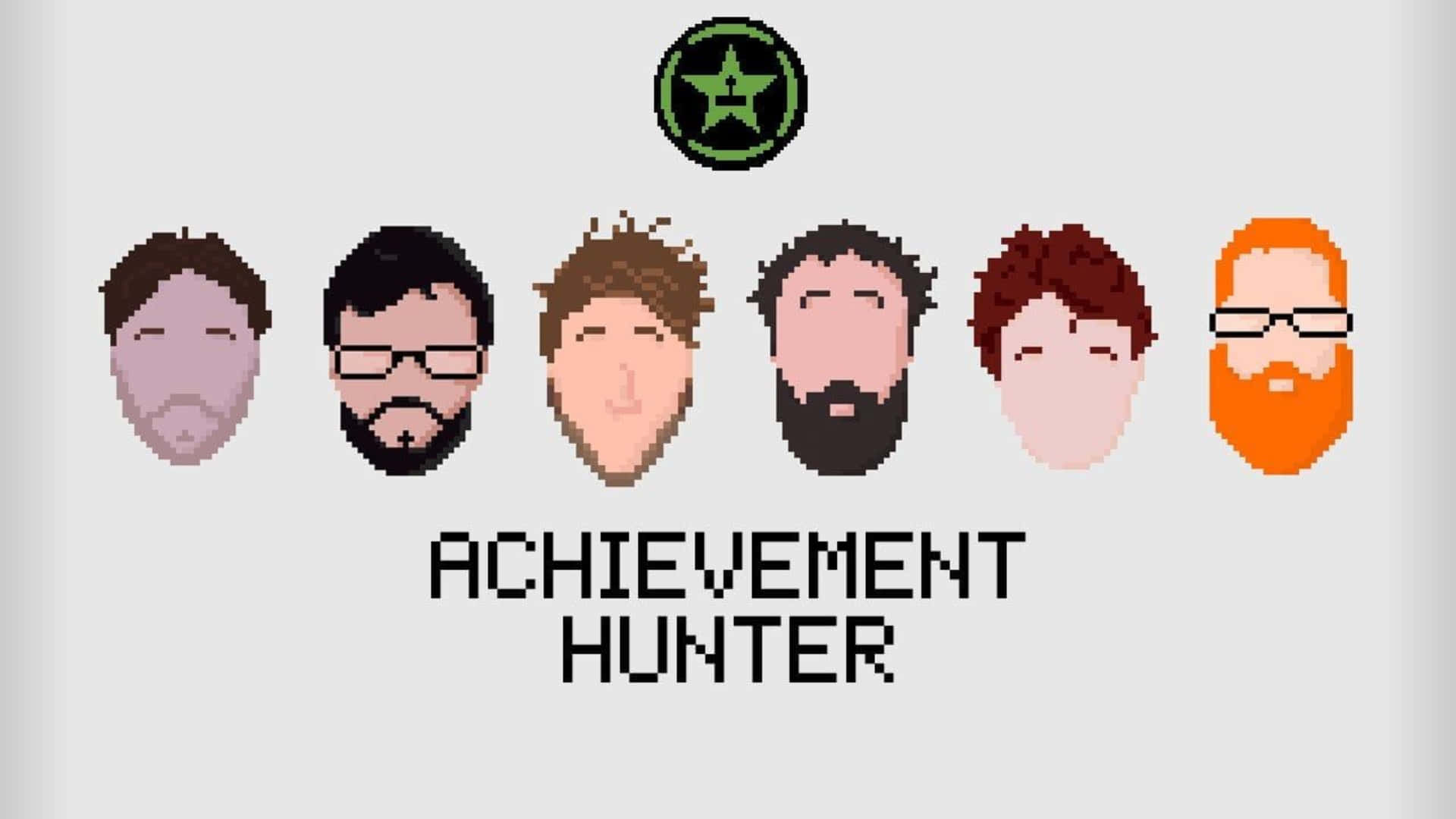 Achievement Hunter, pixel art, six stylized faces, Full HD Desktop Wallpaper