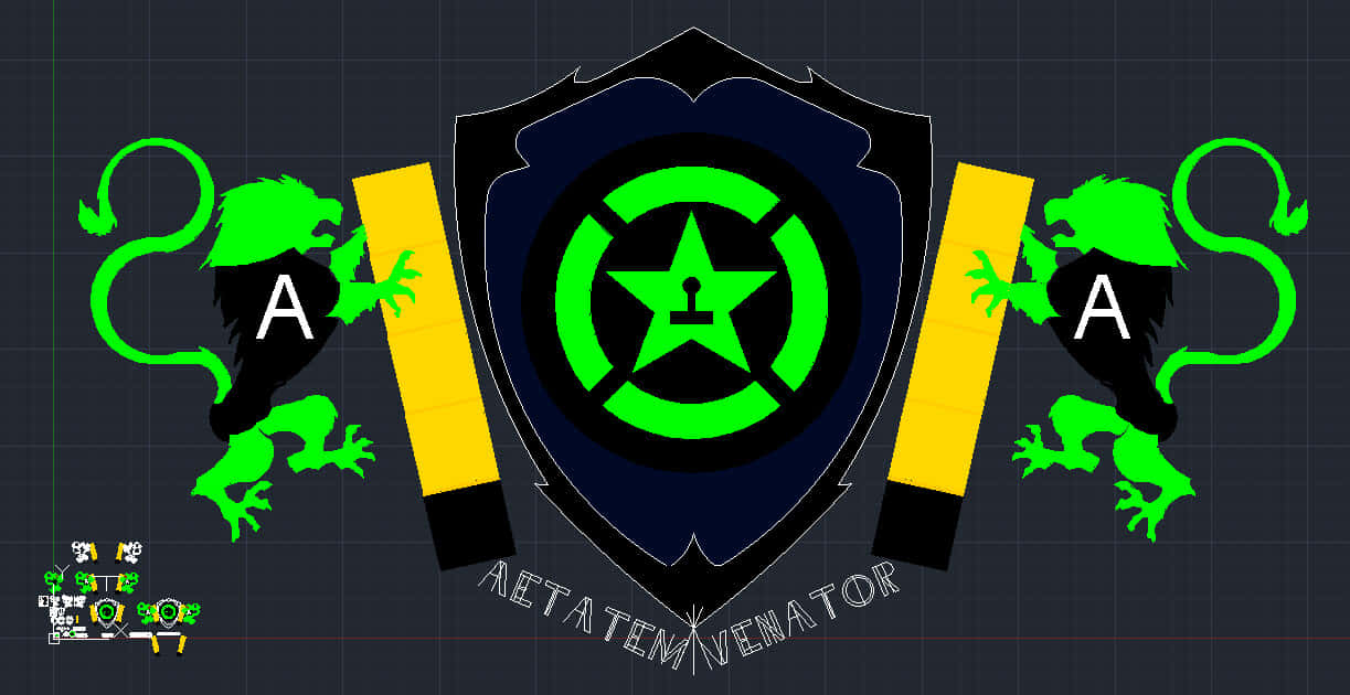 Achievement Hunter, dark blue shield, glowing green star emblem, SD Desktop Wallpaper