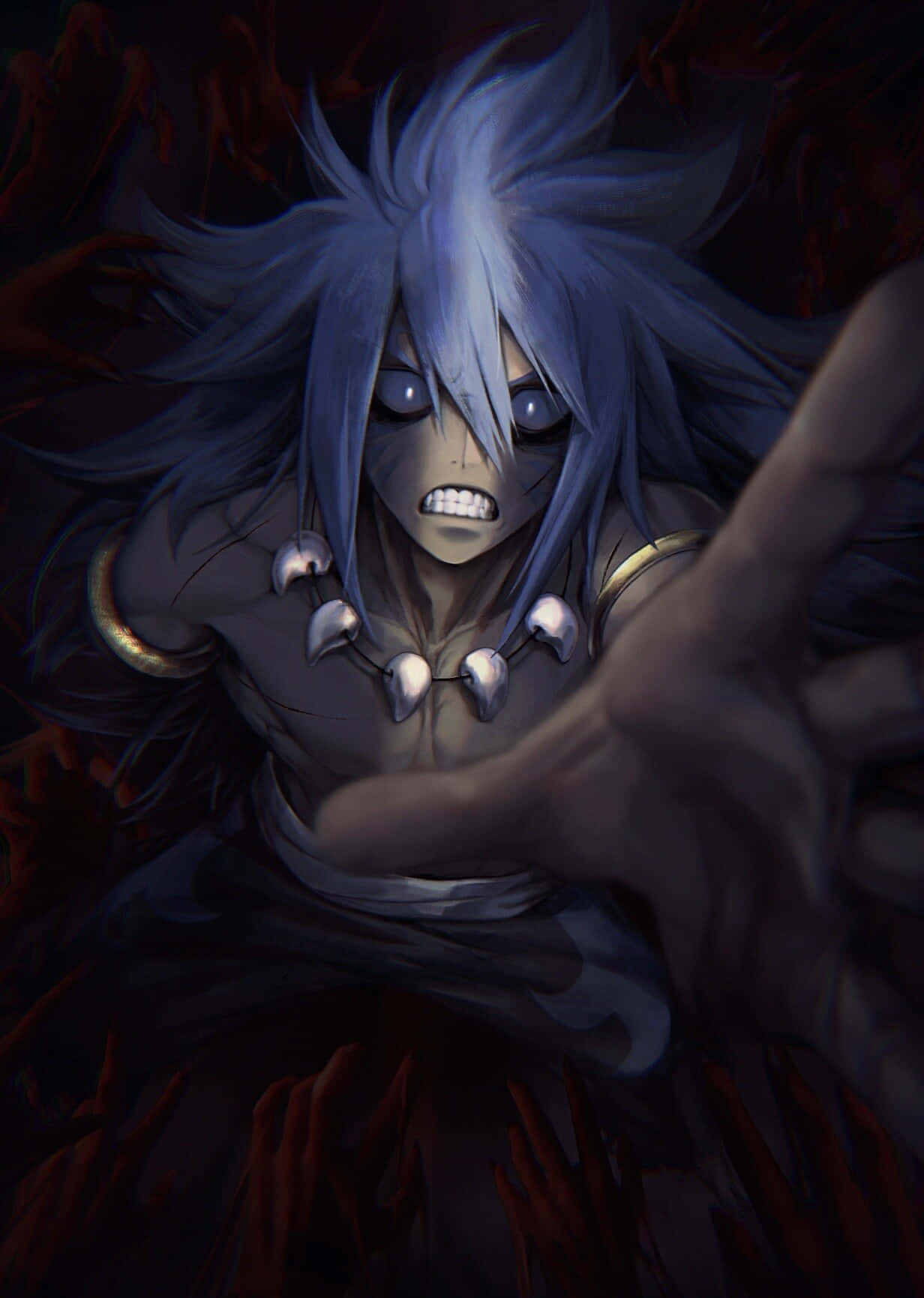 Acnologia, anime character, spiky blue hair, HD Phone Wallpaper
