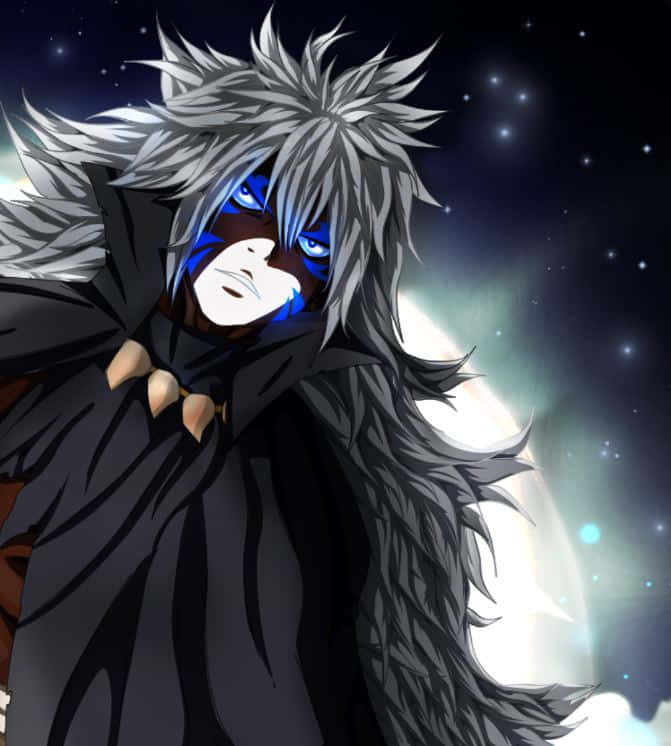 Acnologia, spiky-haired anime character, glowing blue eyes, SD Phone Wallpaper