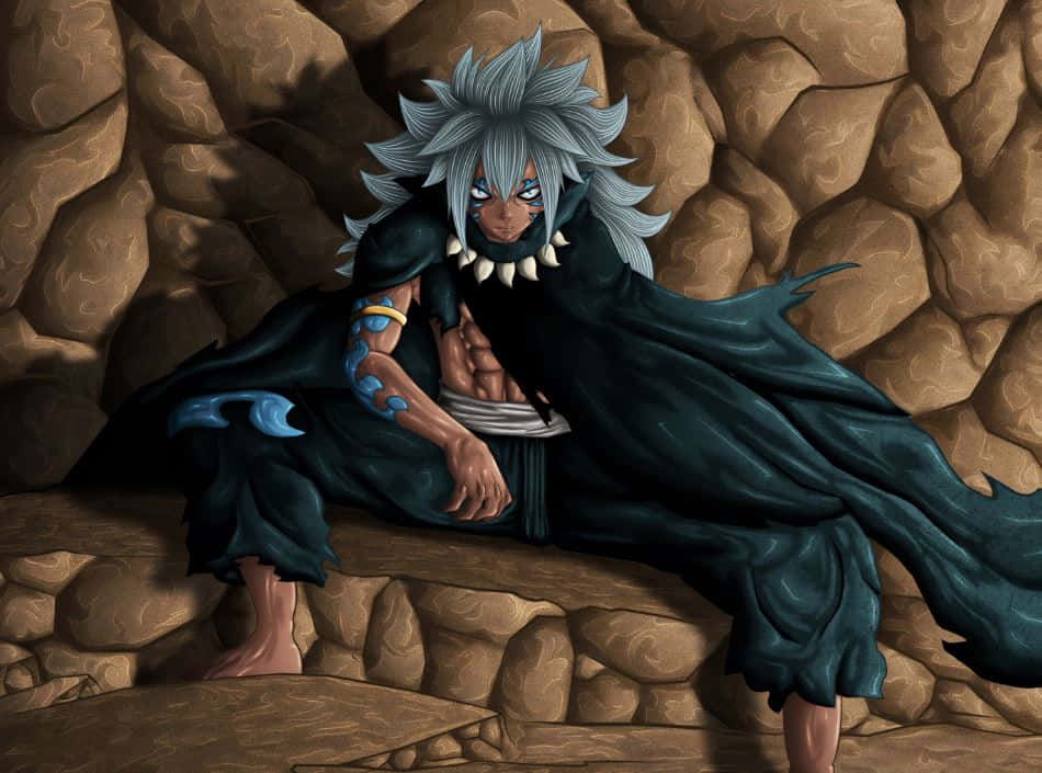 Acnologia, spiky silver-haired, blue markings, SD Desktop Wallpaper