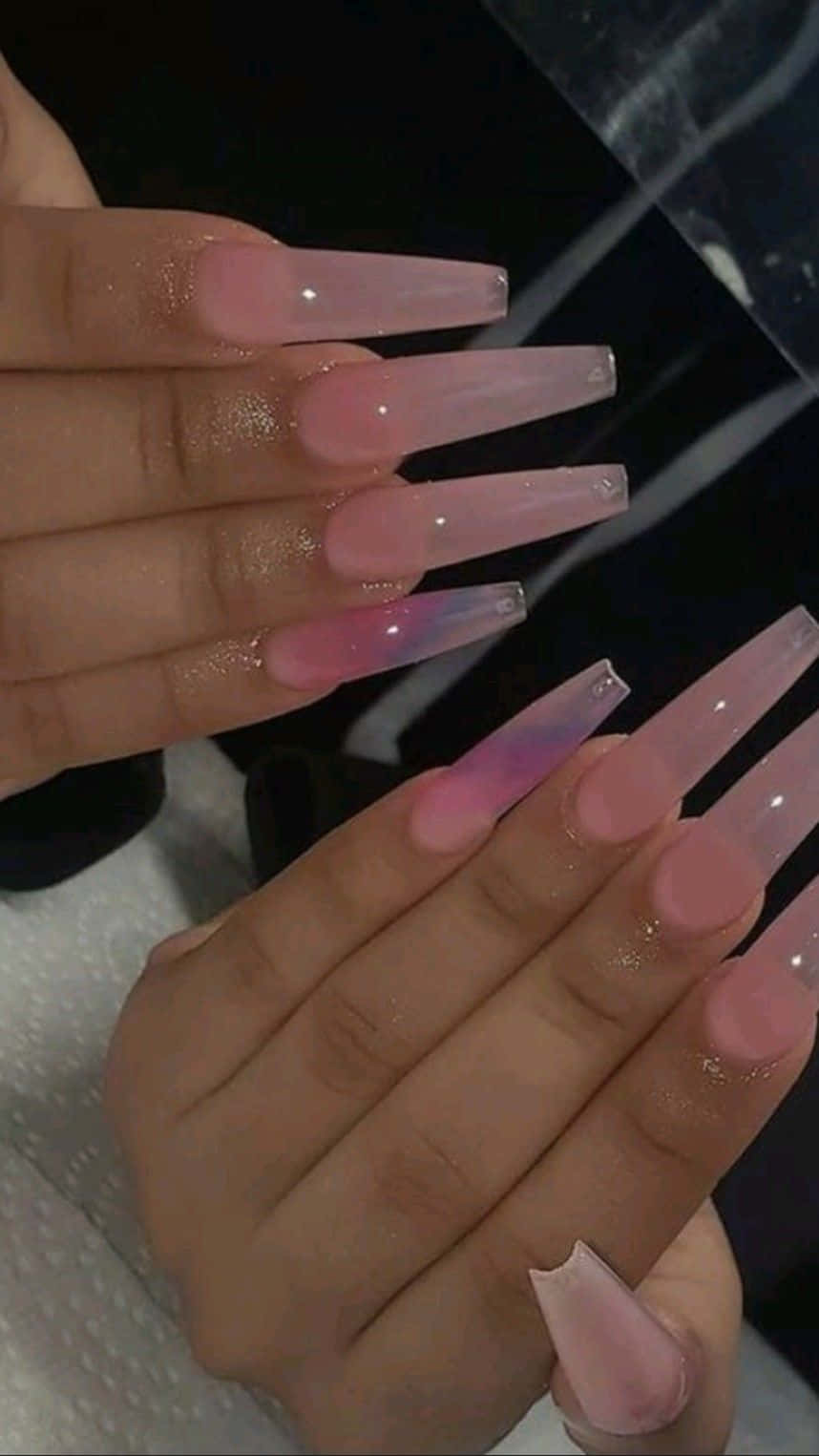 acrylic nails, pink gradient, glitter, HD Phone Wallpaper
