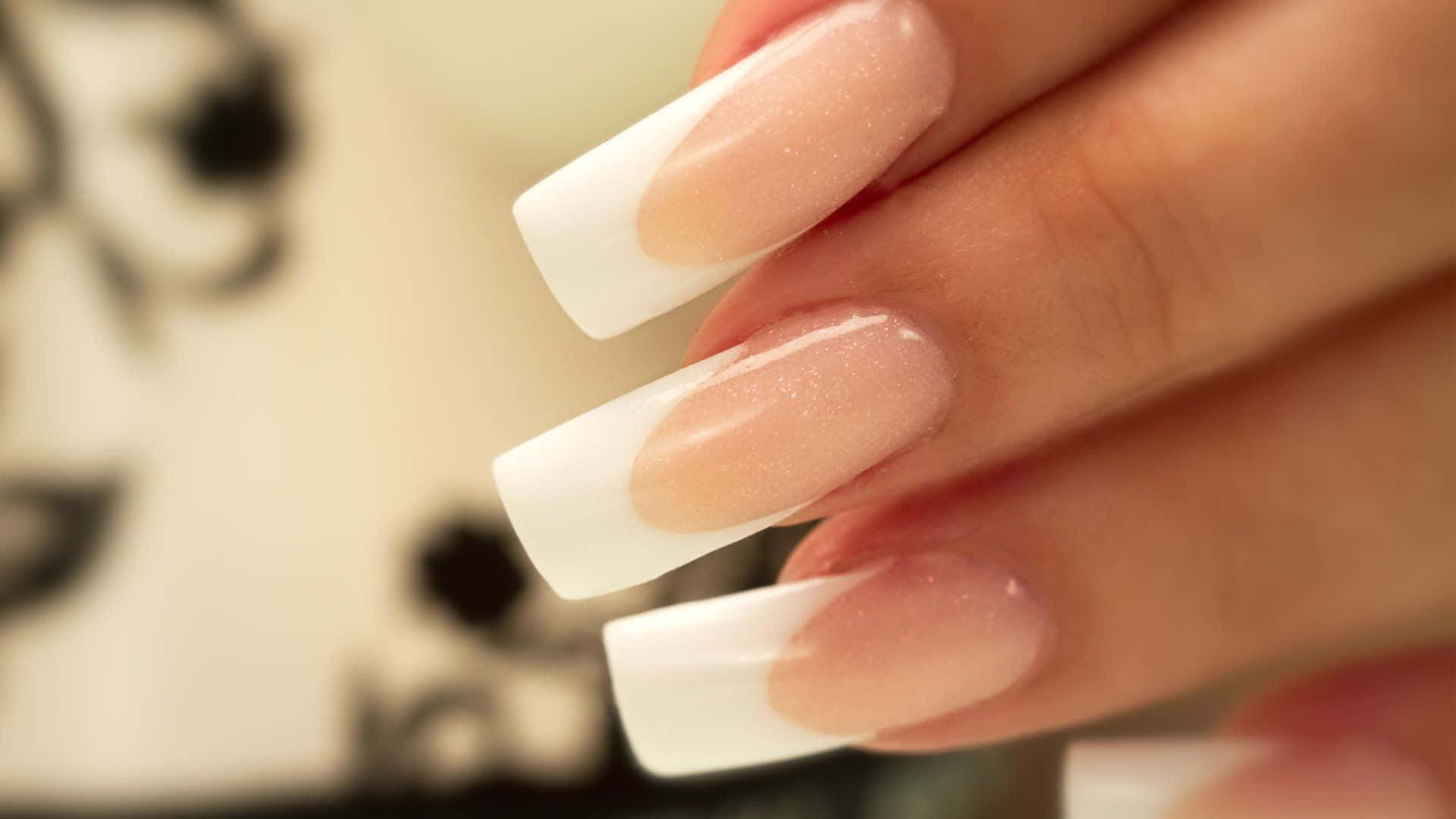 Acrylic Nails, white, nude French tip, Full HD Desktop Wallpaper