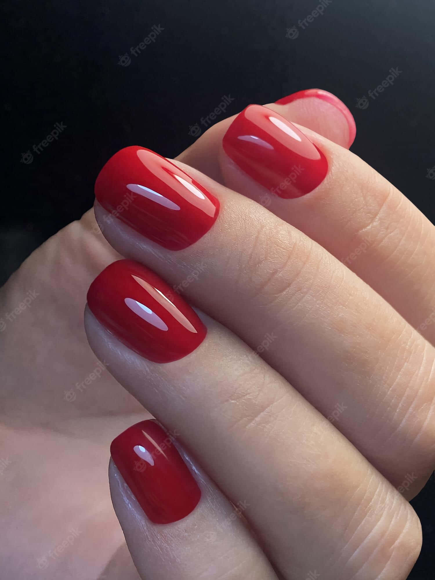 red nail polish, glossy red nails, dark background, Full HD Phone Wallpaper