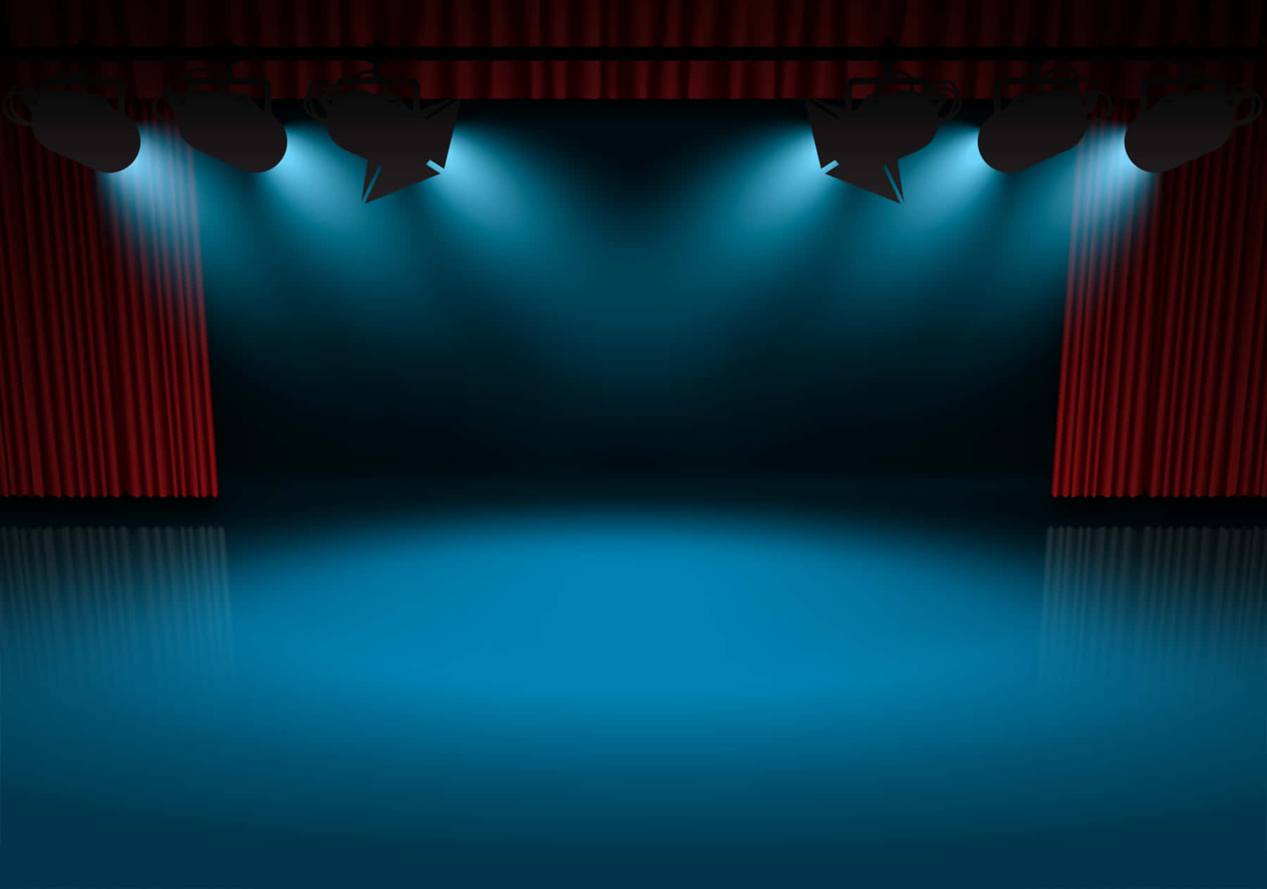 Stage Spotlight Acting, dimly lit theater stage, red curtains, HD Desktop Wallpaper