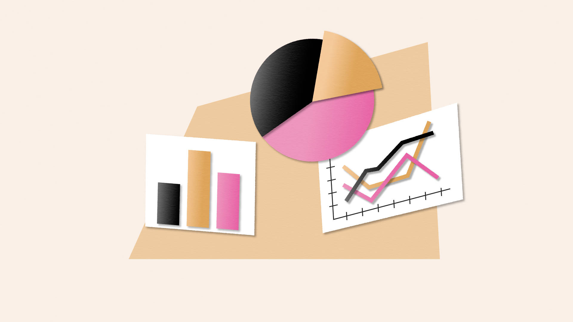 Actuary, line graphs, pie chart, Full HD Desktop Wallpaper