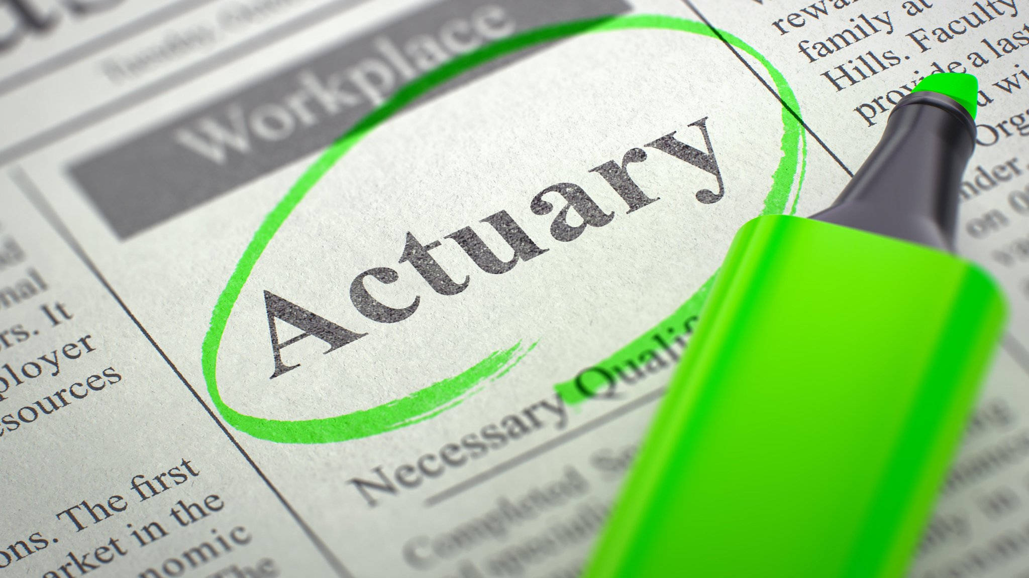 Actuary, newspaper job listing, bright green highlighter, Full HD Desktop Wallpaper
