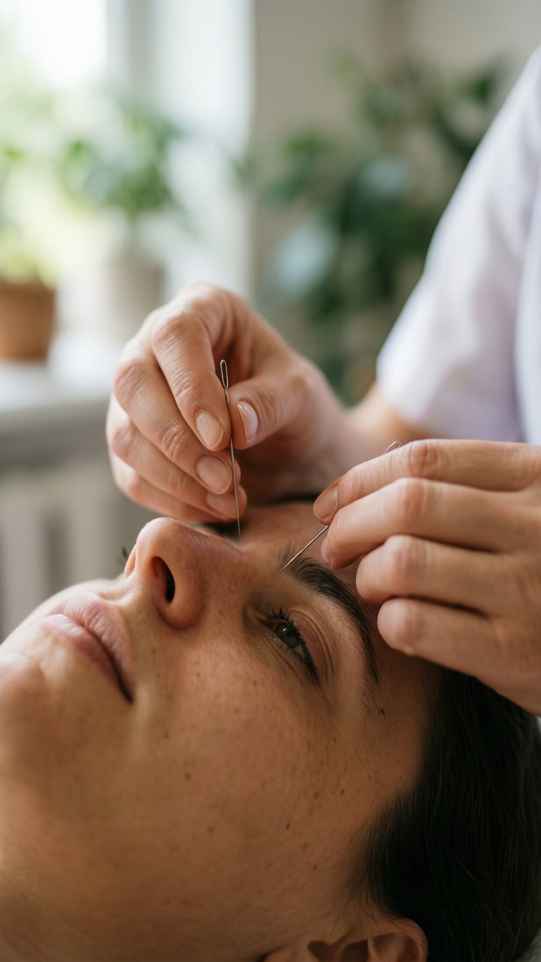 facial acupuncture therapy, acupuncture, thin needles, Full HD Phone Wallpaper