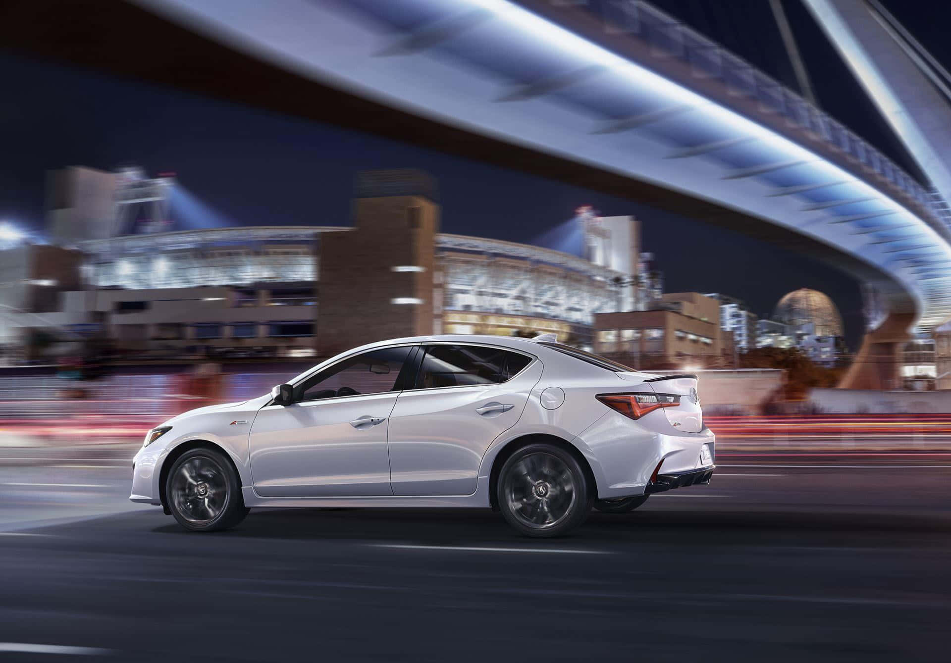 Acura ILX, silver, glowing bridge, Full HD Desktop Wallpaper