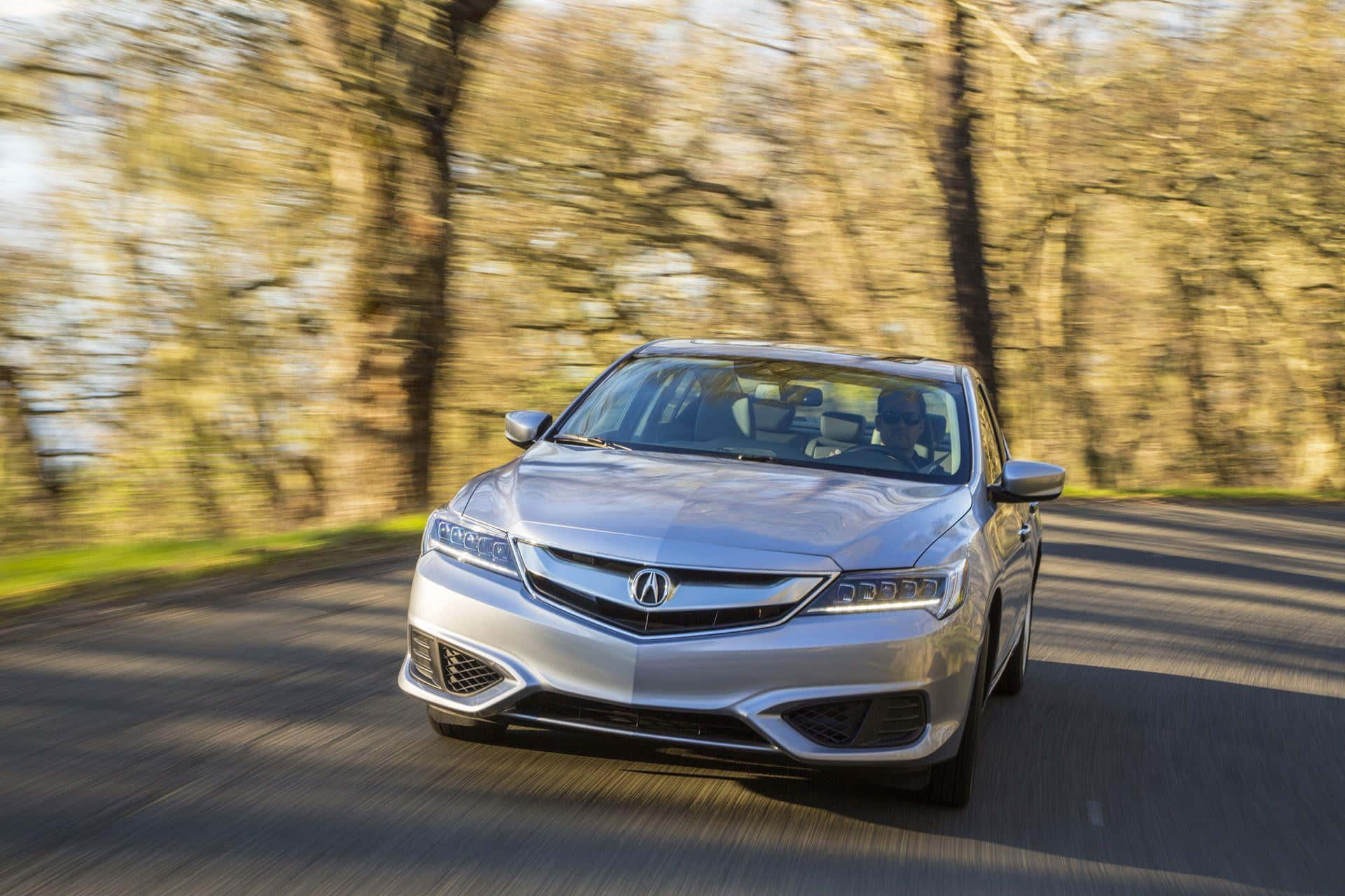 Acura ILX, silver, tree-lined road, Full HD Desktop Wallpaper