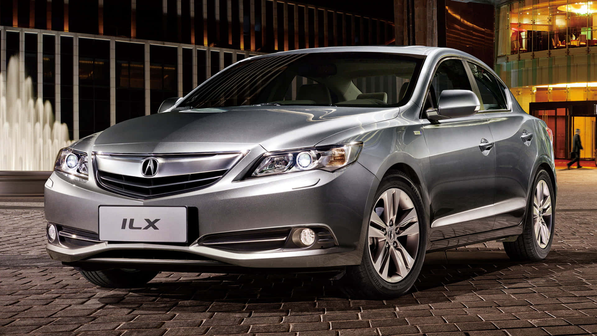 Acura ILX, silver, night lights, Full HD Desktop Wallpaper
