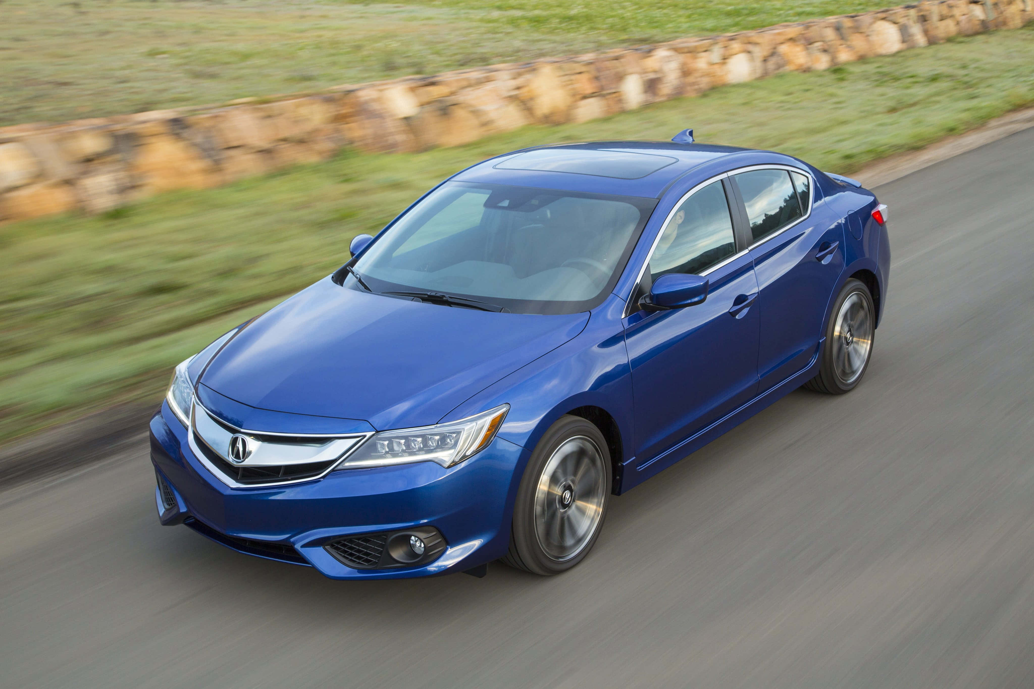 Acura ILX, vibrant blue, winding road, 4K Desktop Wallpaper